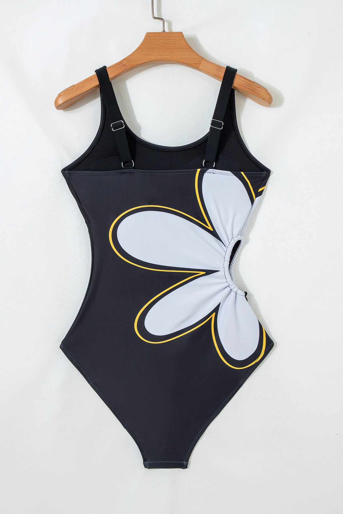 Black Floral Cutout One-Piece