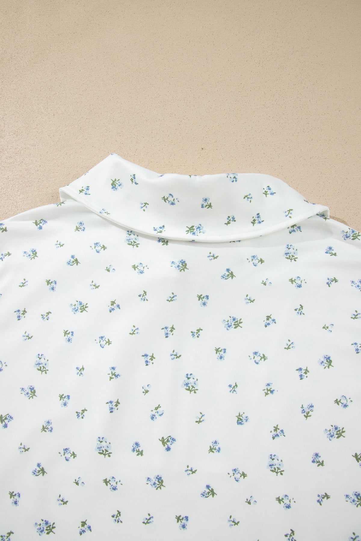 Women's White Floral Print Half Zip Top Matching Shorts Set