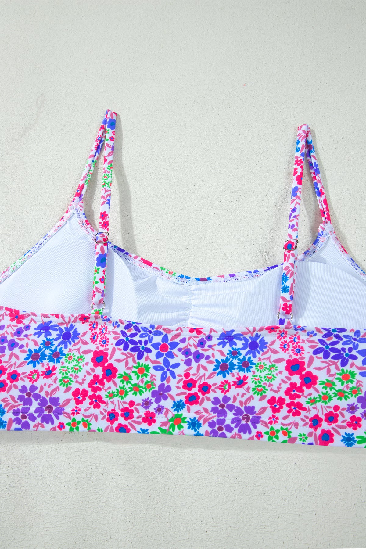 Purple Floral Lace-Trim High-Waist Bikini