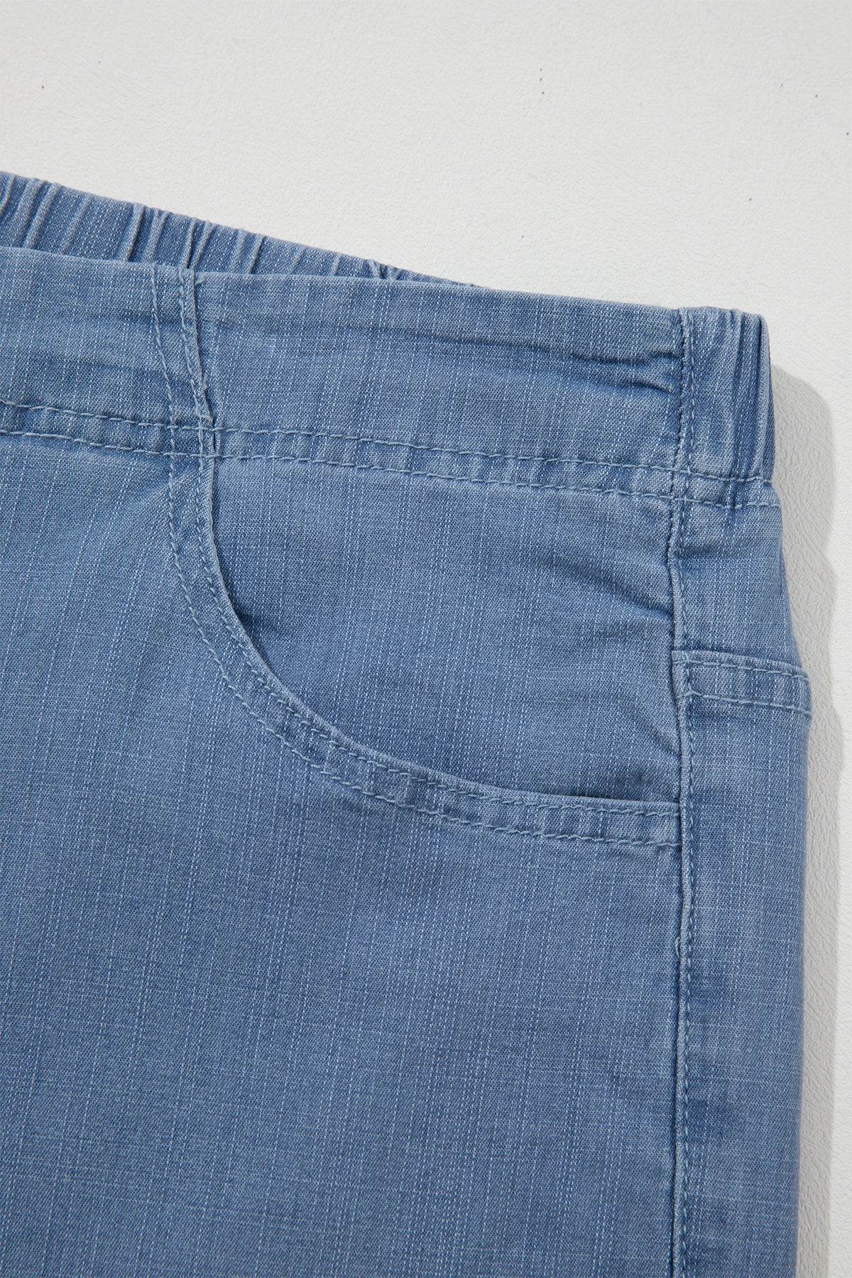 Light Blue Ruffle Hem Wide-Leg Full-Length Plus Size Jeans