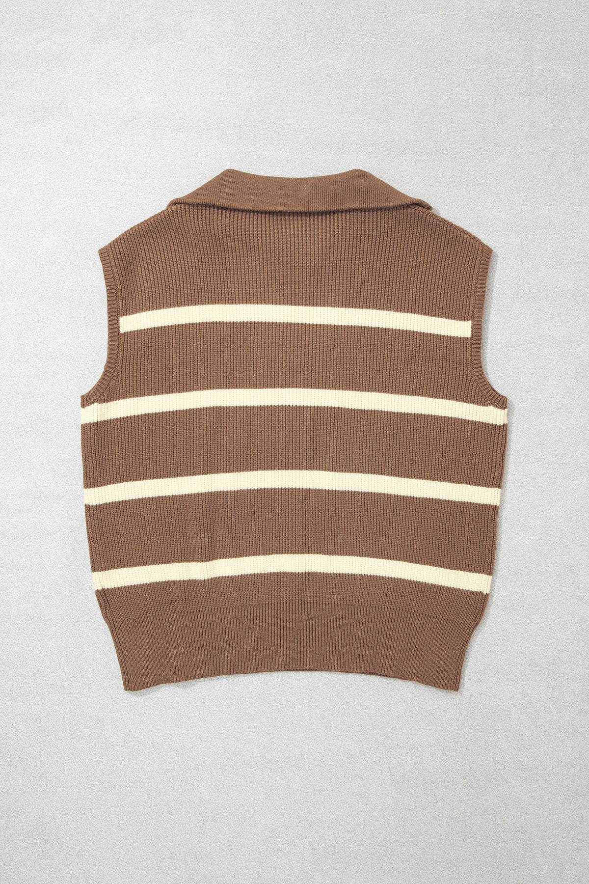 Brown Stripe Striped Colorblock V Neck Tunic Sweater T-shirt