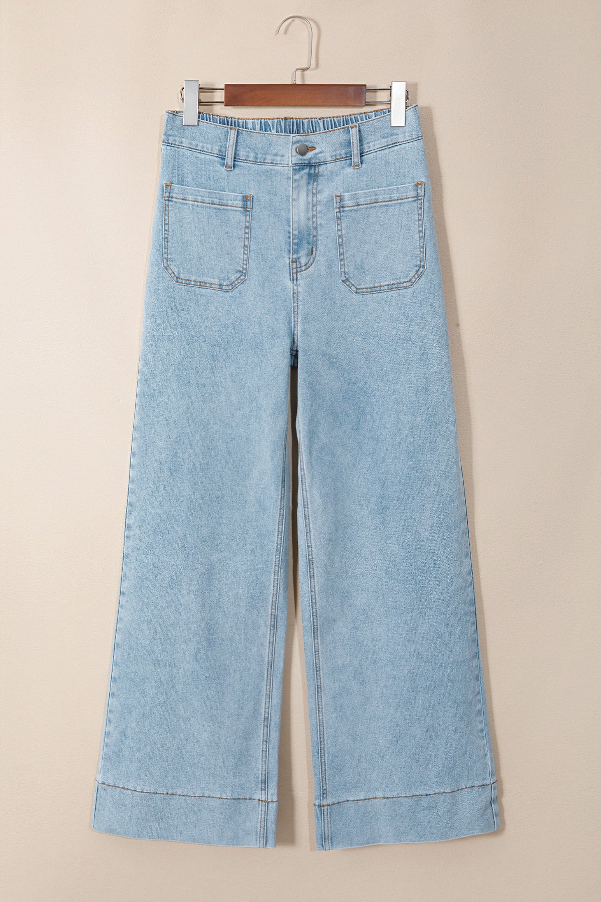 Beau Blue Solid Full-Length Regular Pocket Wholesale Denim Jeans