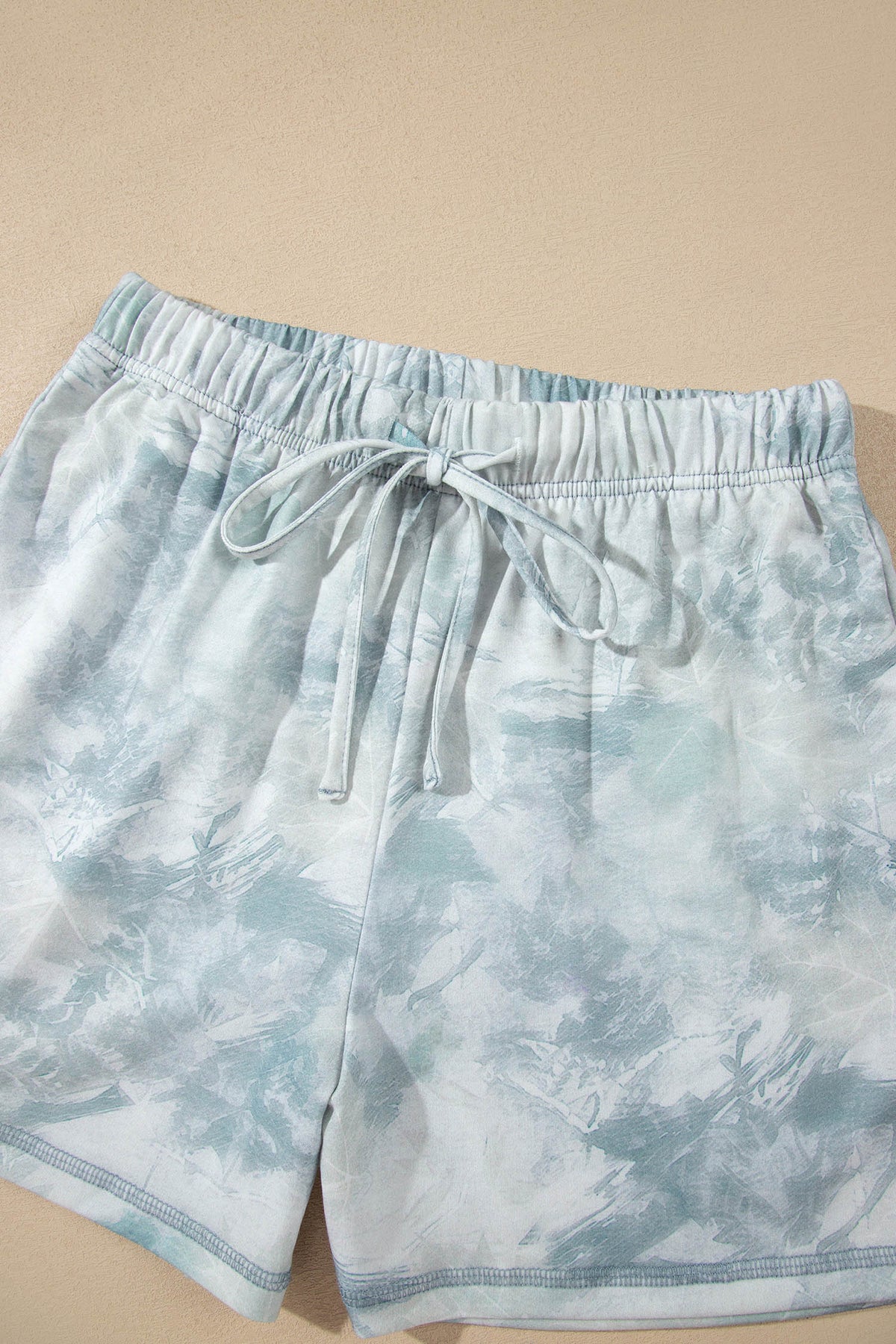 Women's Green Casual Camouflage Short-Sleeve Elastic Waist Two-Piece Set