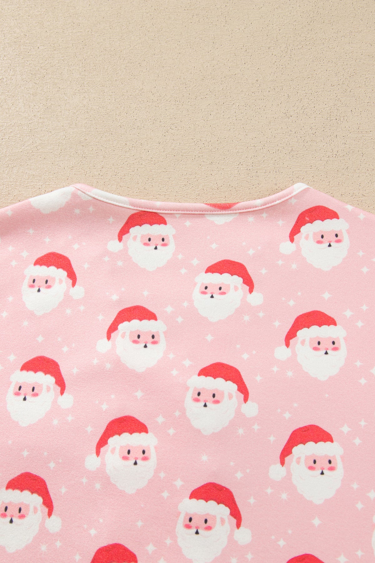 Pink Christmas Santa Print Long Sleeve Top Lounge Pant Set