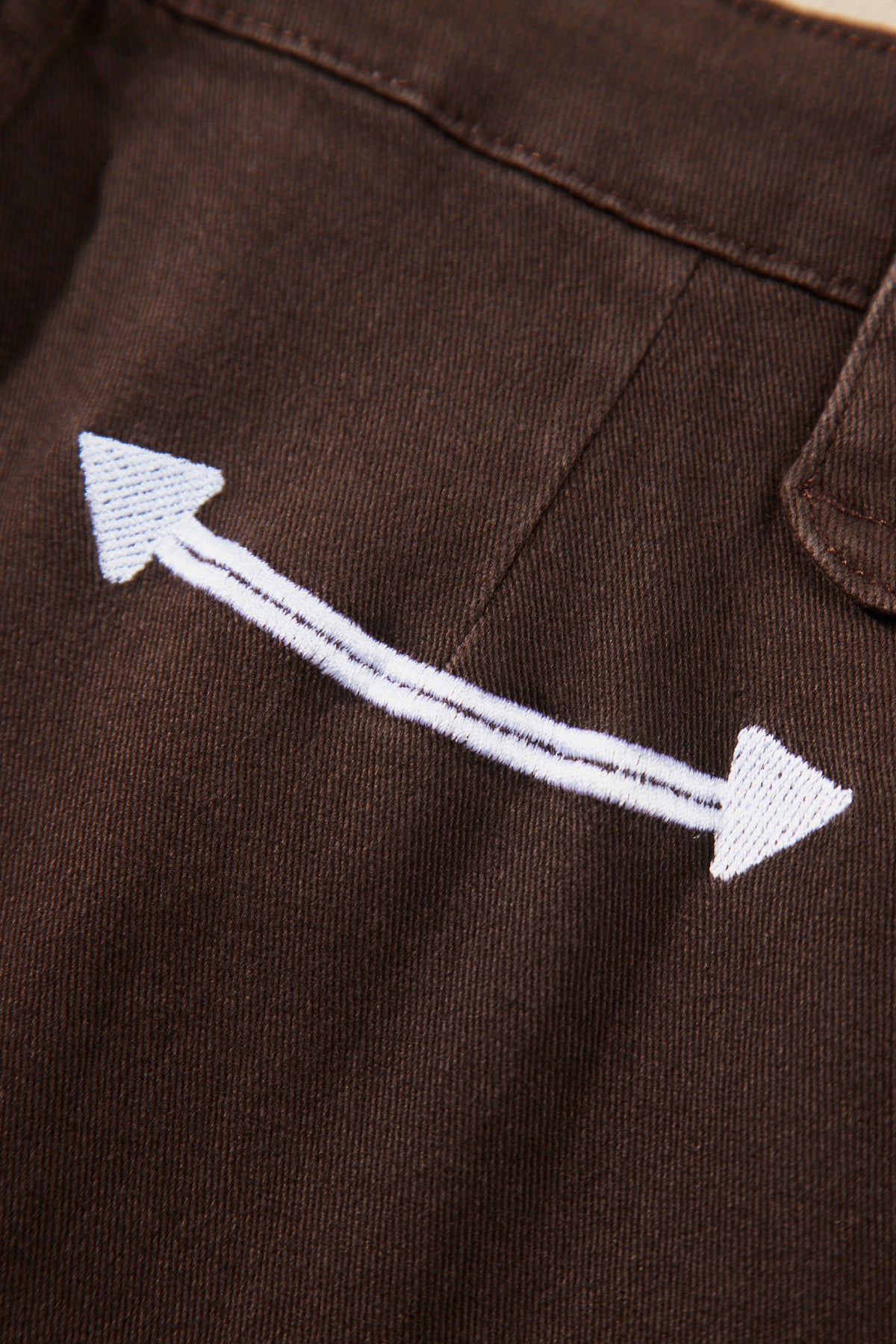 Coffee Western Colorblock Pockets Button Fly Belt Loops Straight Jeans