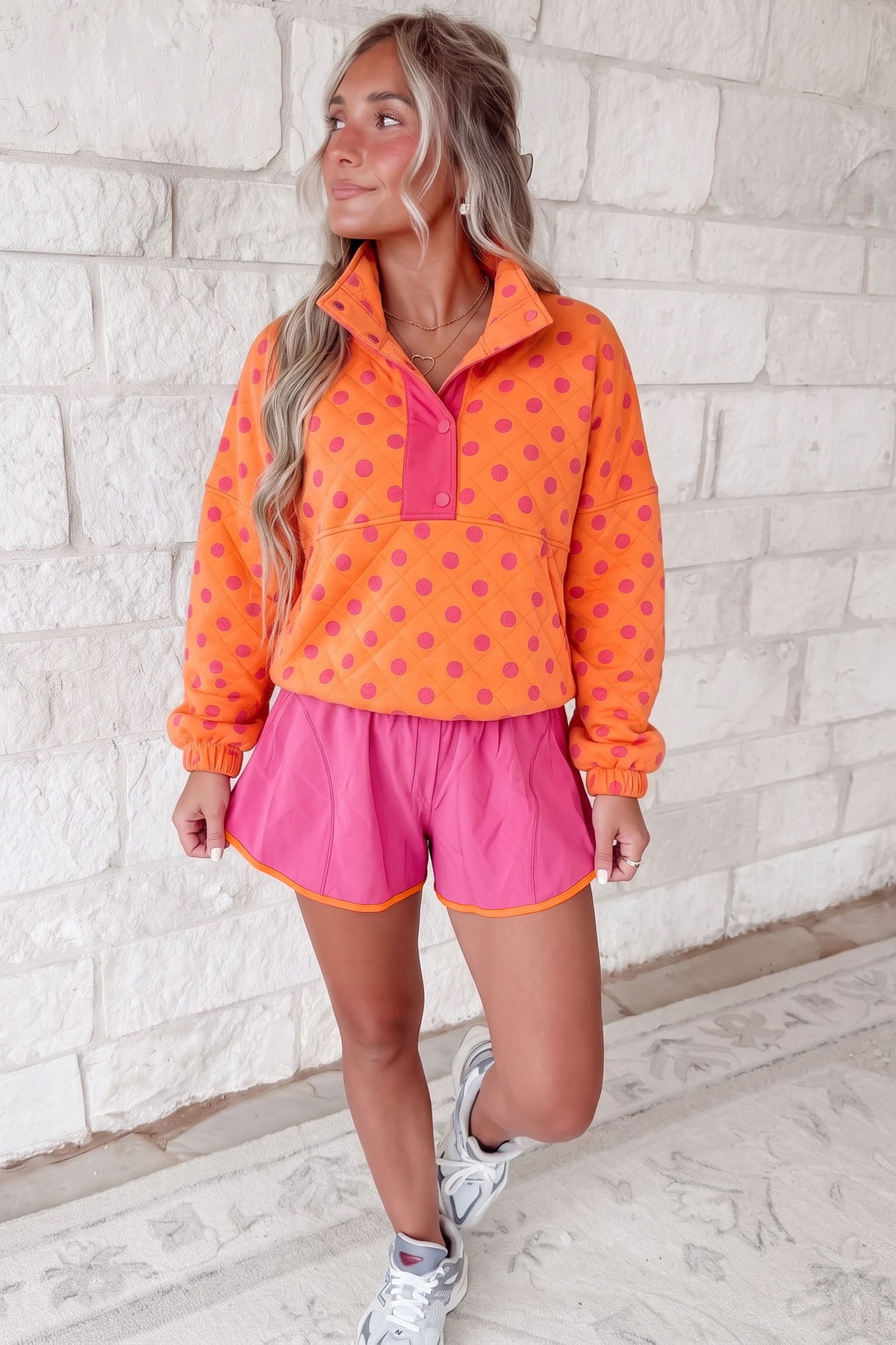 Rose Red Contrast Trim Active Shorts