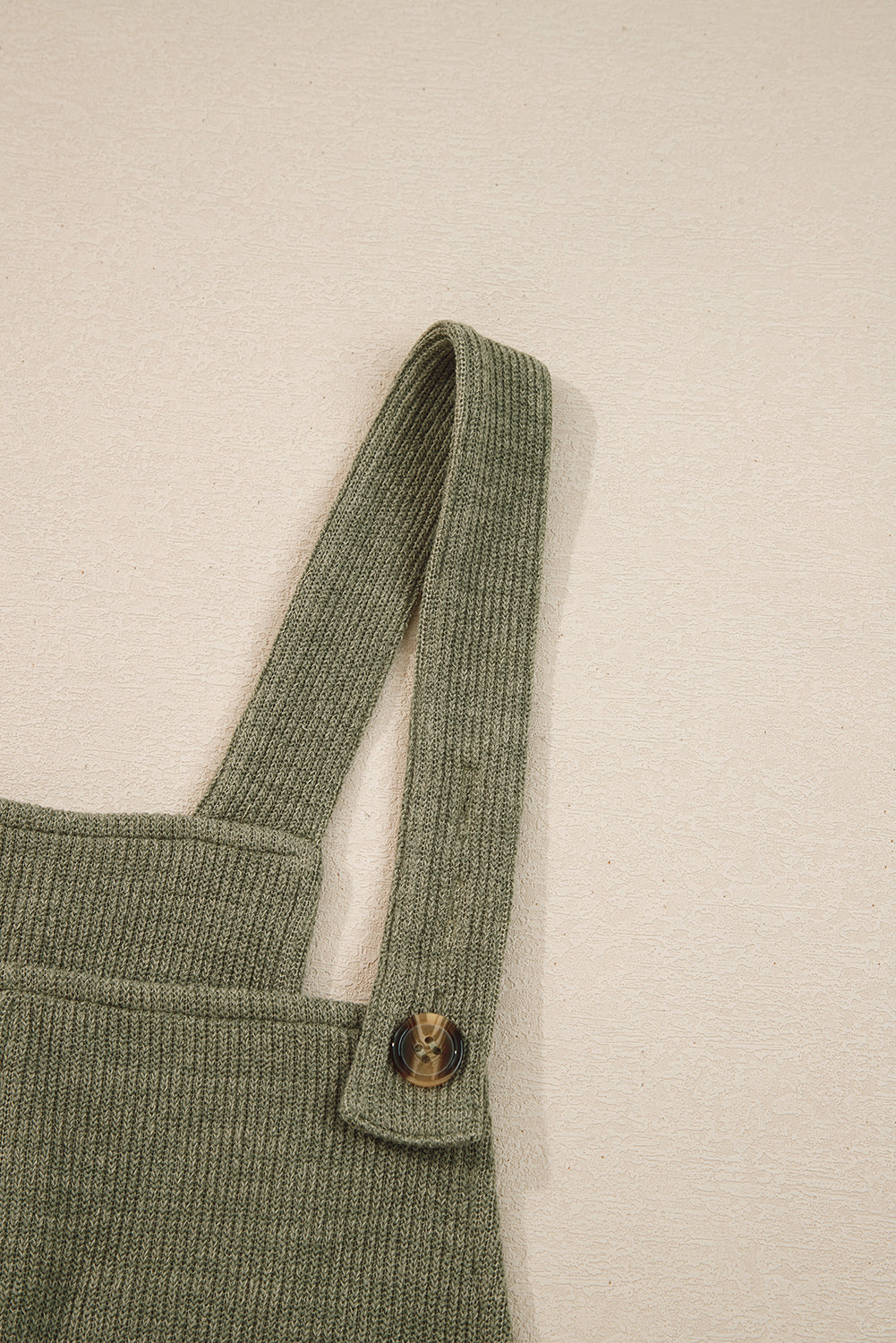 Laurel Green Solid Knit Loose Straight Leg Casual Overall Jumpsuit