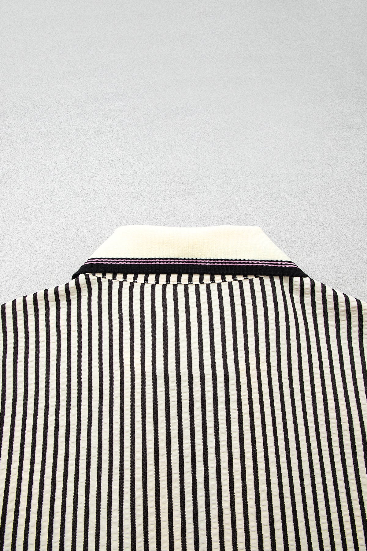 Black Stripe Patchwork Striped V-Neck Tunic Plus Size Blouse