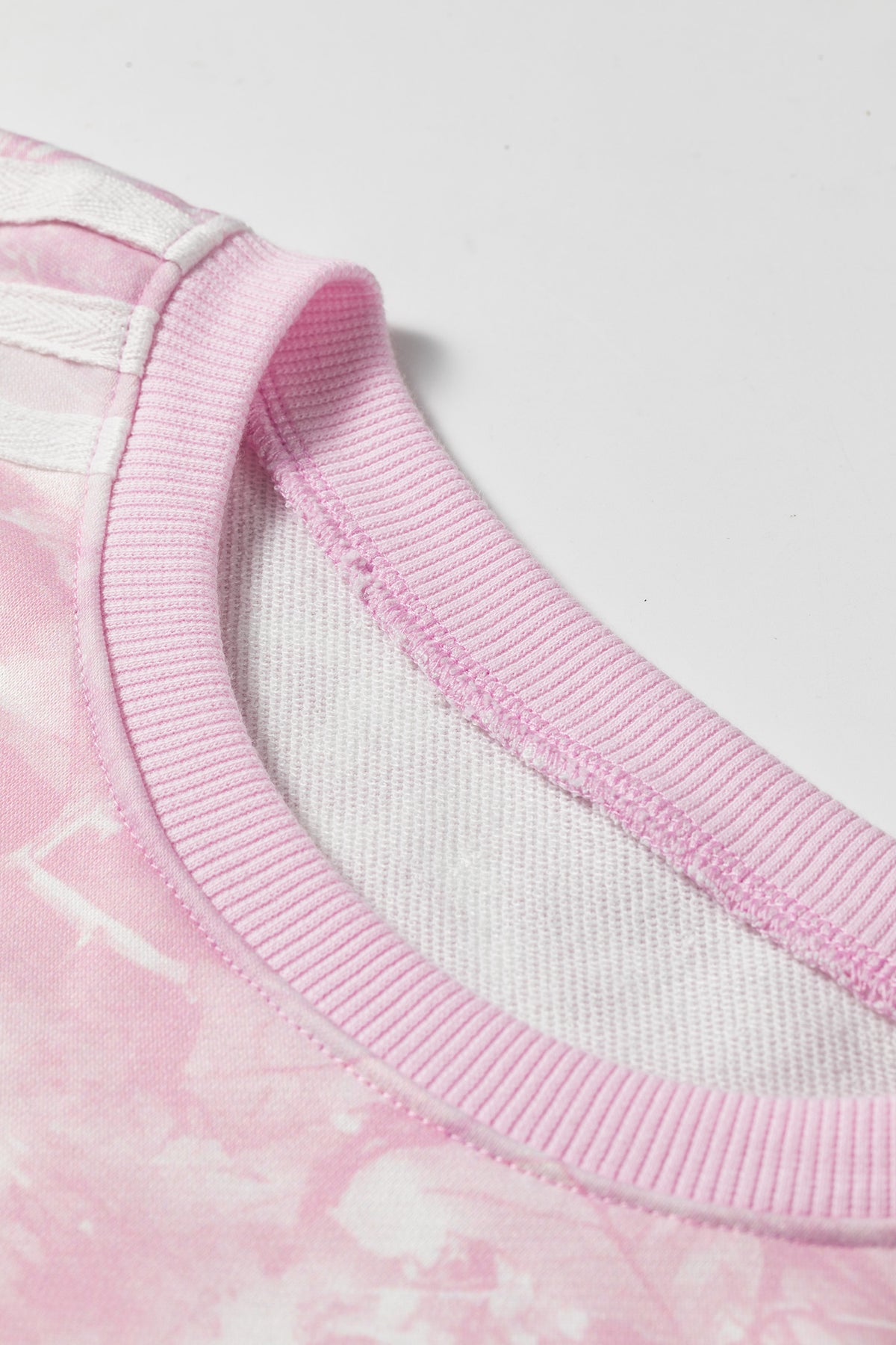 Pink Abstract Print Side Stripe Detail Long Sleeve Top Pants Set