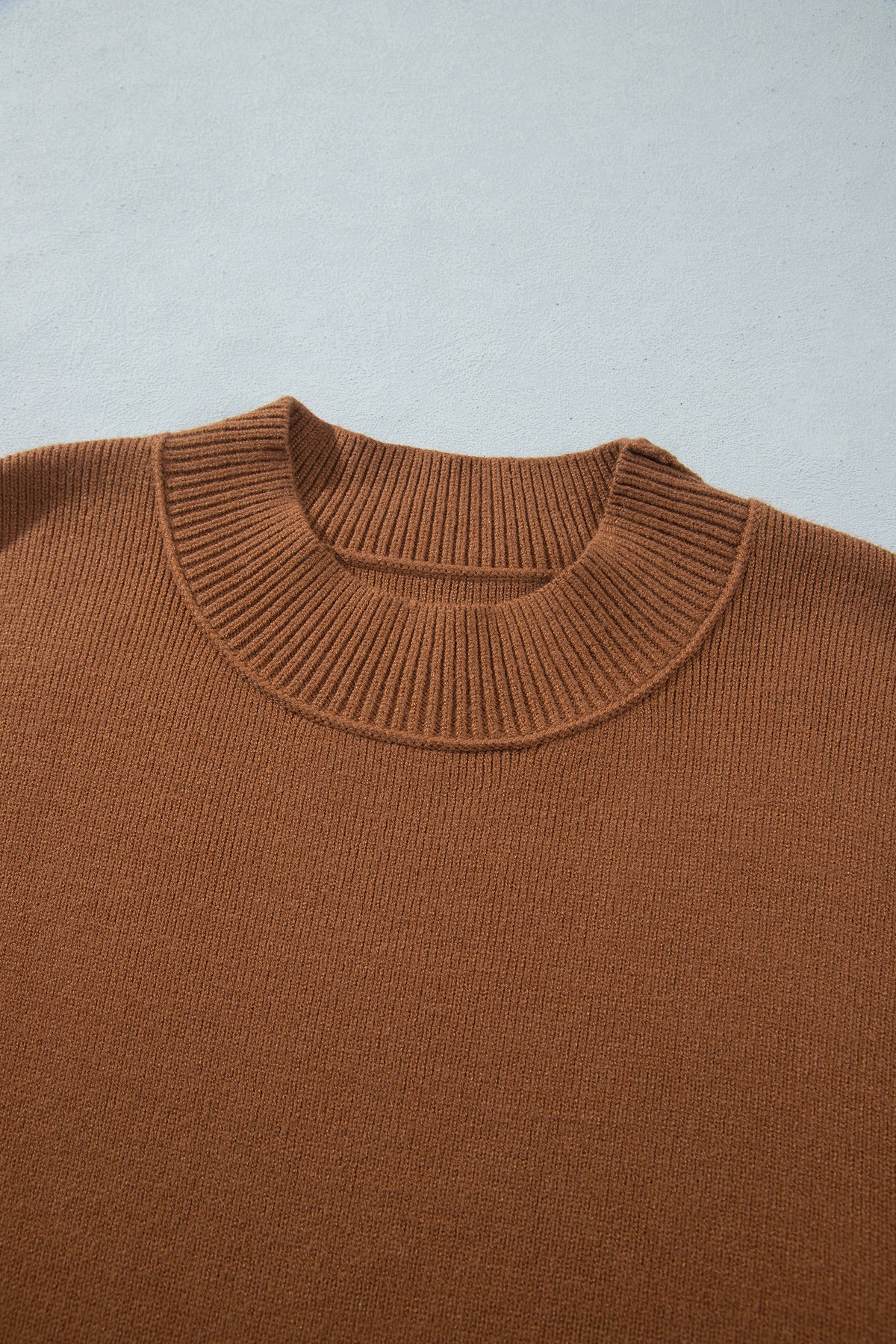 Chestnut Oversized Ribbed Knit Long-Sleeve Tunic Plus Size Sweater