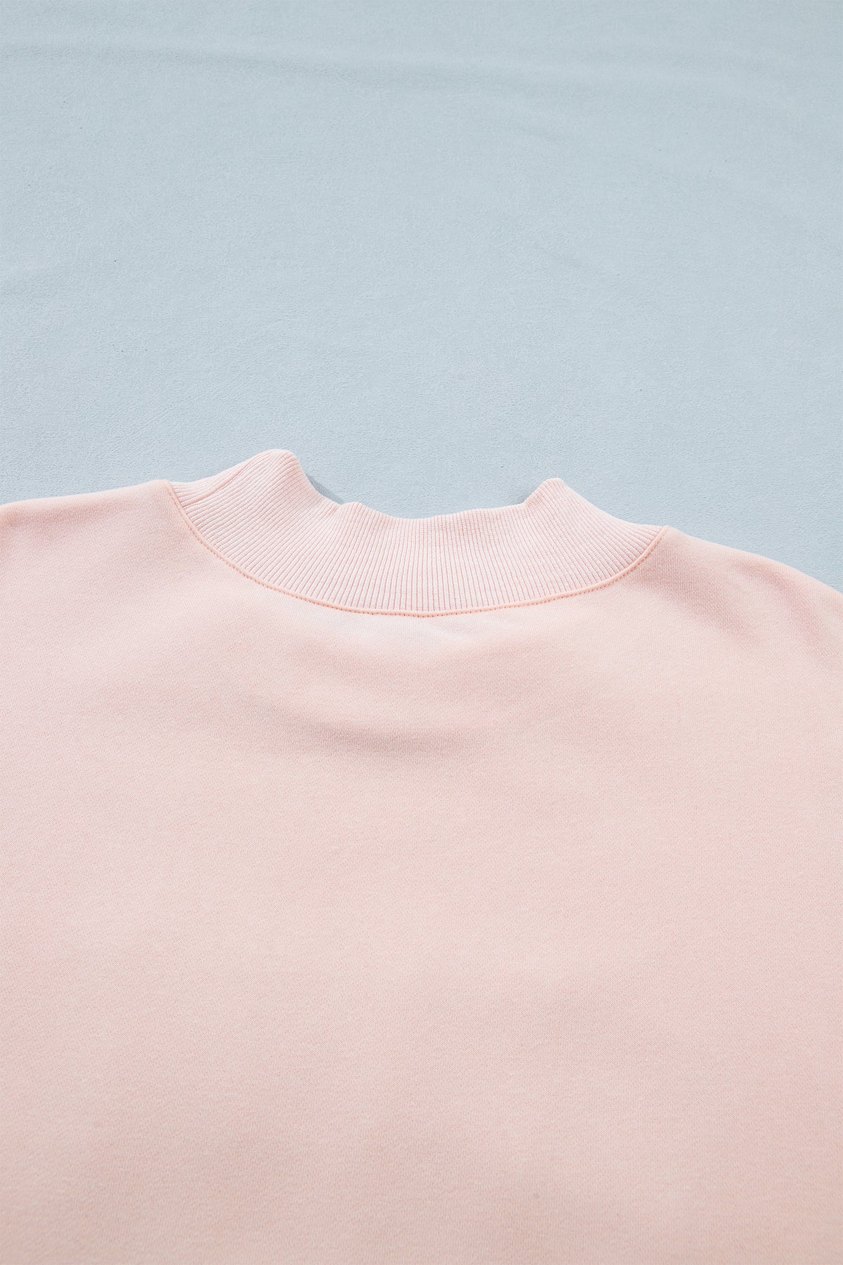 Light Pink BLESSED Embroidered Trim Patch Graphic Plus Size Mock Neck Sweatshirt