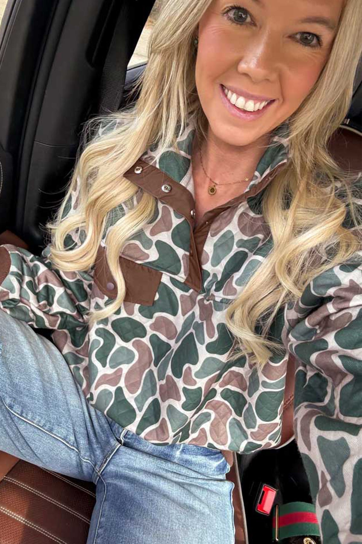 Multicolour Retro Camouflage Pattern Button Sweatshirt