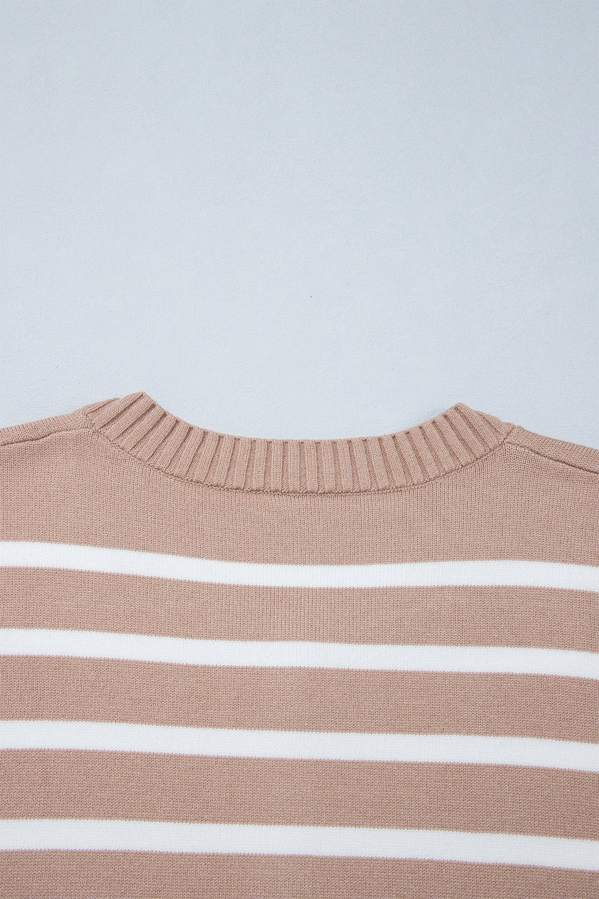 Khaki Stripe Button Down Short-Sleeve Knit Plus Size Cardigan