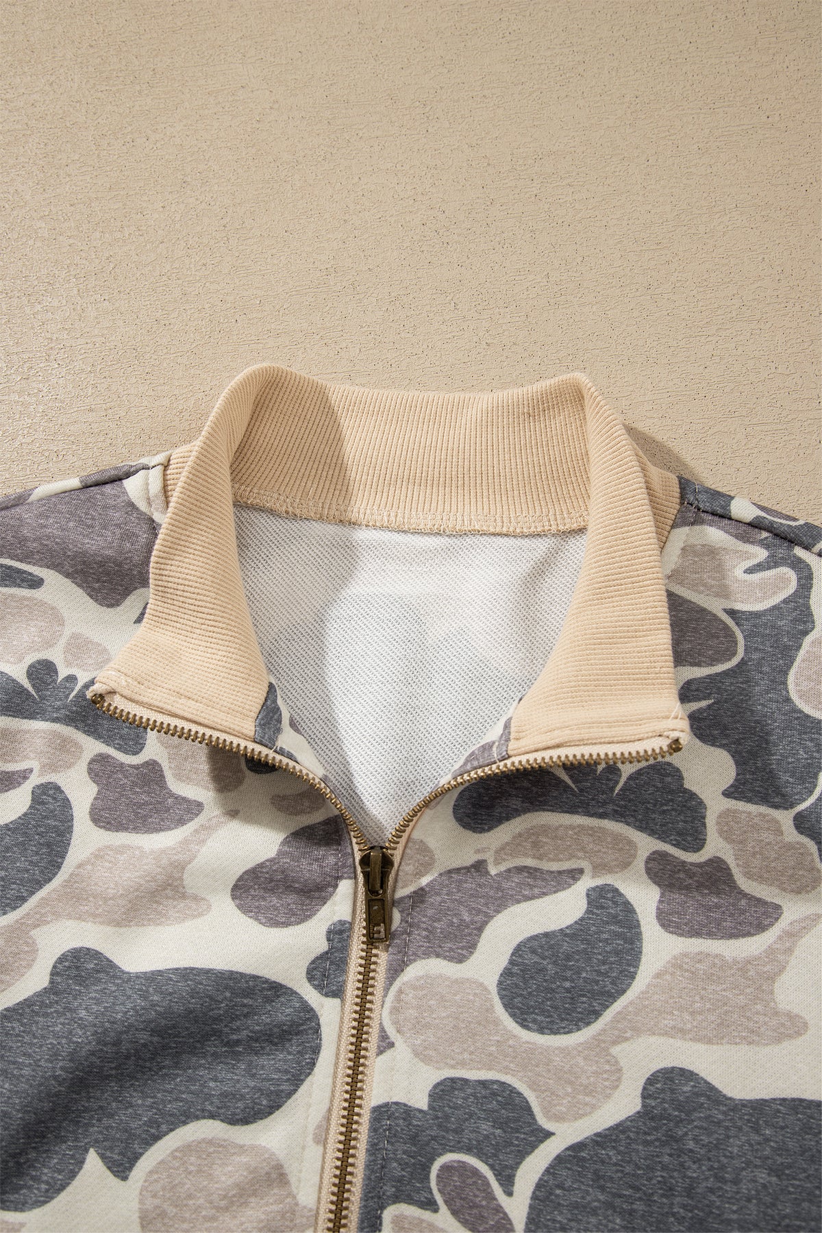 Multicolour Camouflage Print Zip Bomber Sweatshirt