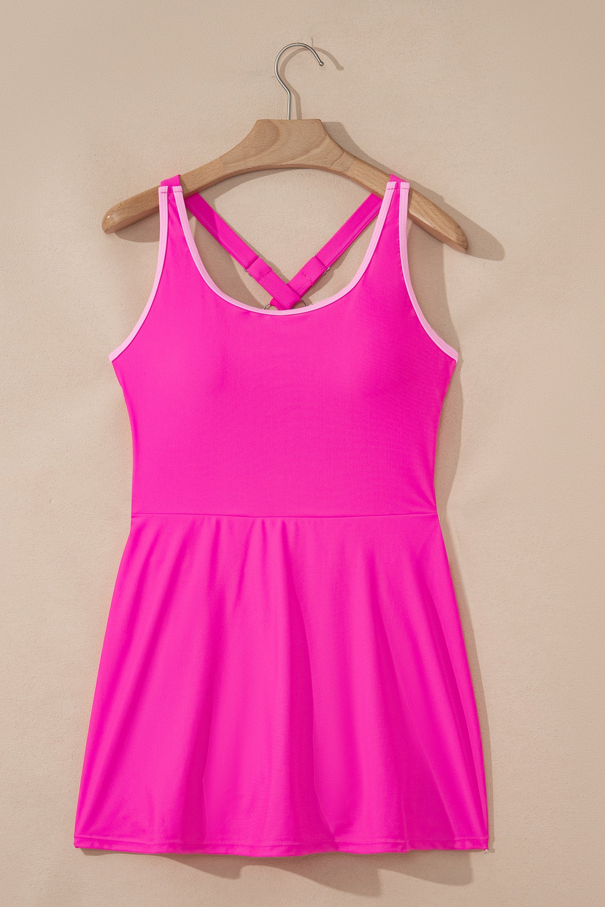 Rose Red Contrast-Trim Swim Dress
