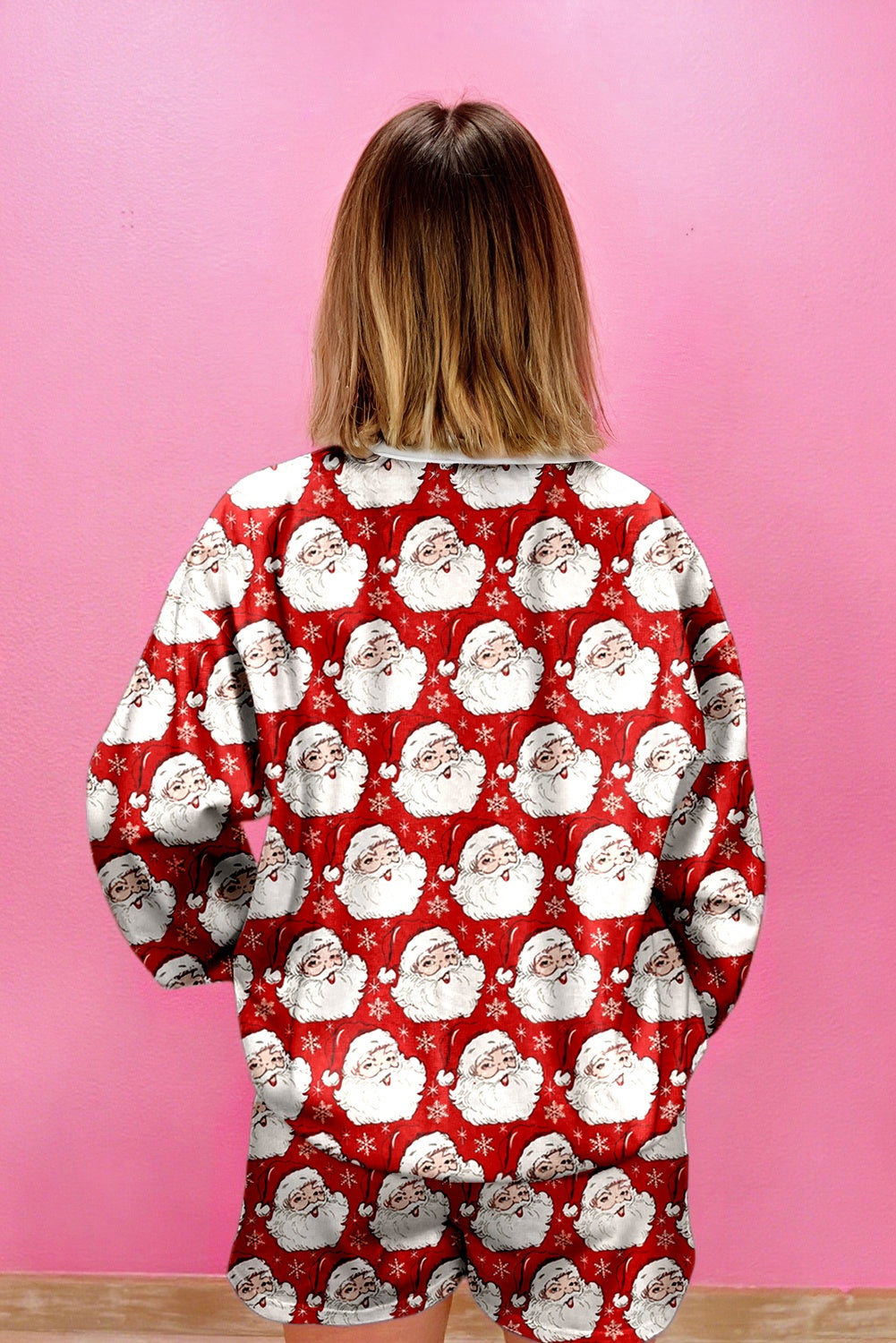 White Ho Ho Ho Christmas Print Lounge Shorts Set