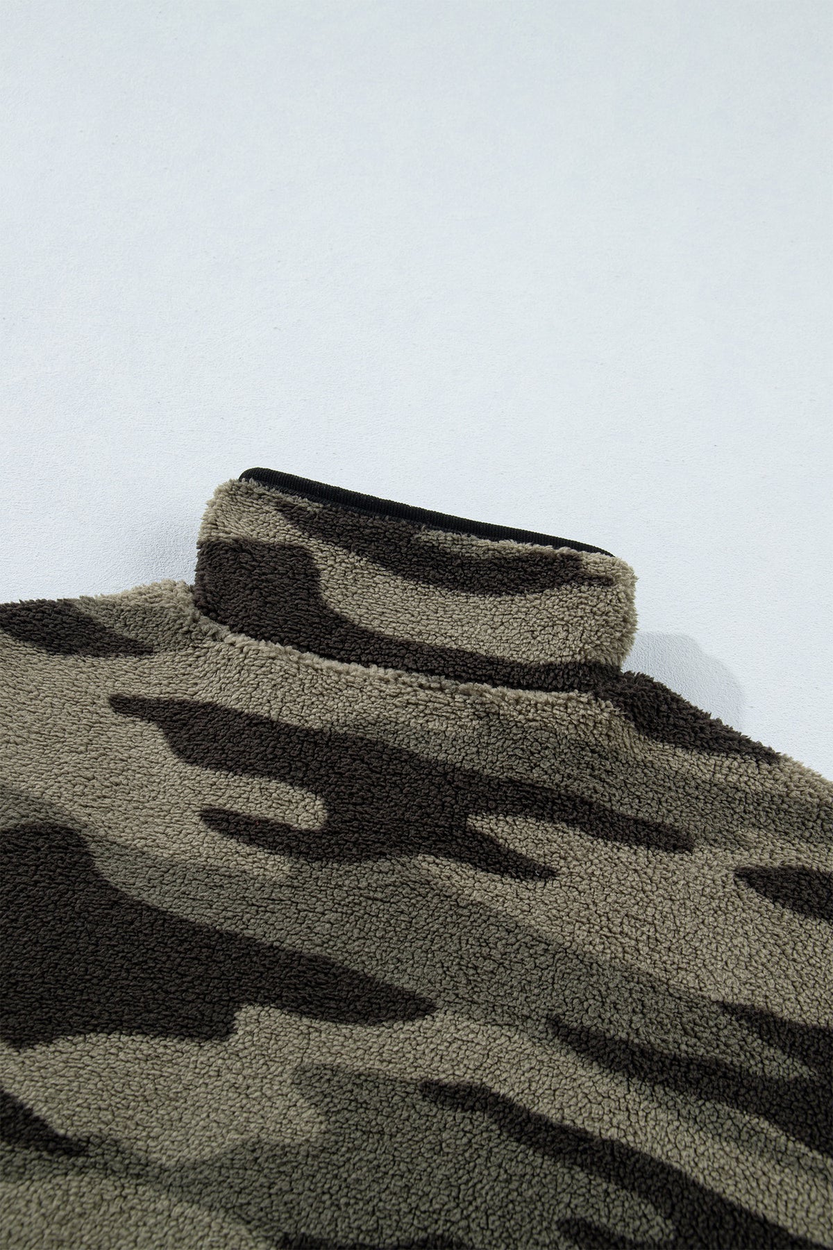 Multicolor Camo Fleece Half Zip Pocket Sweatshirt
