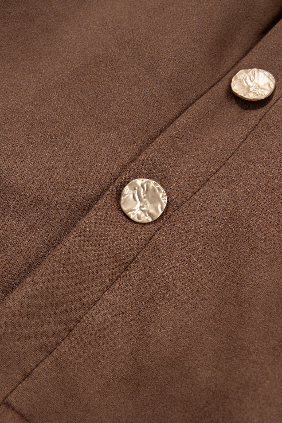 Dark Khaki Gold Button Asymmetric Wrapped Mini Skirt