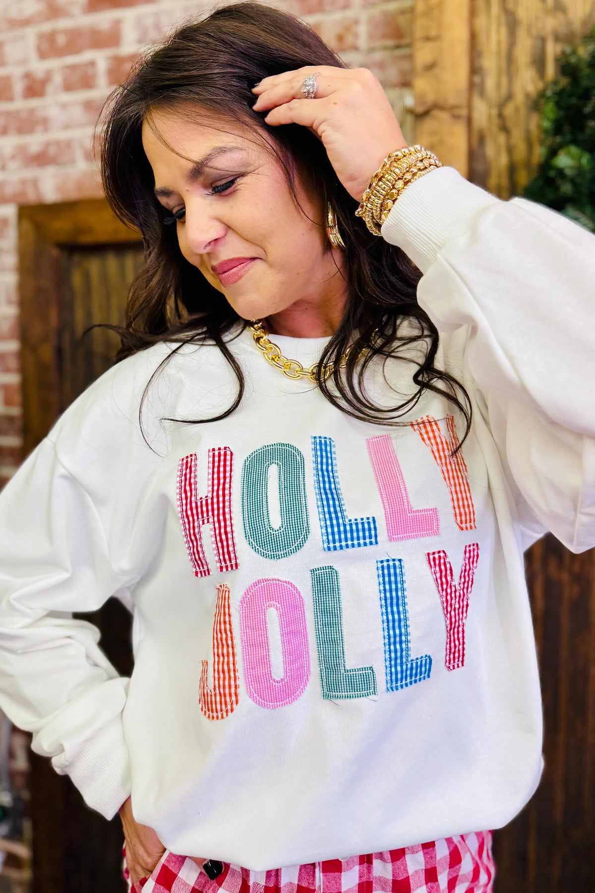 White Christmas Slogan Round Neck Sweatshirt