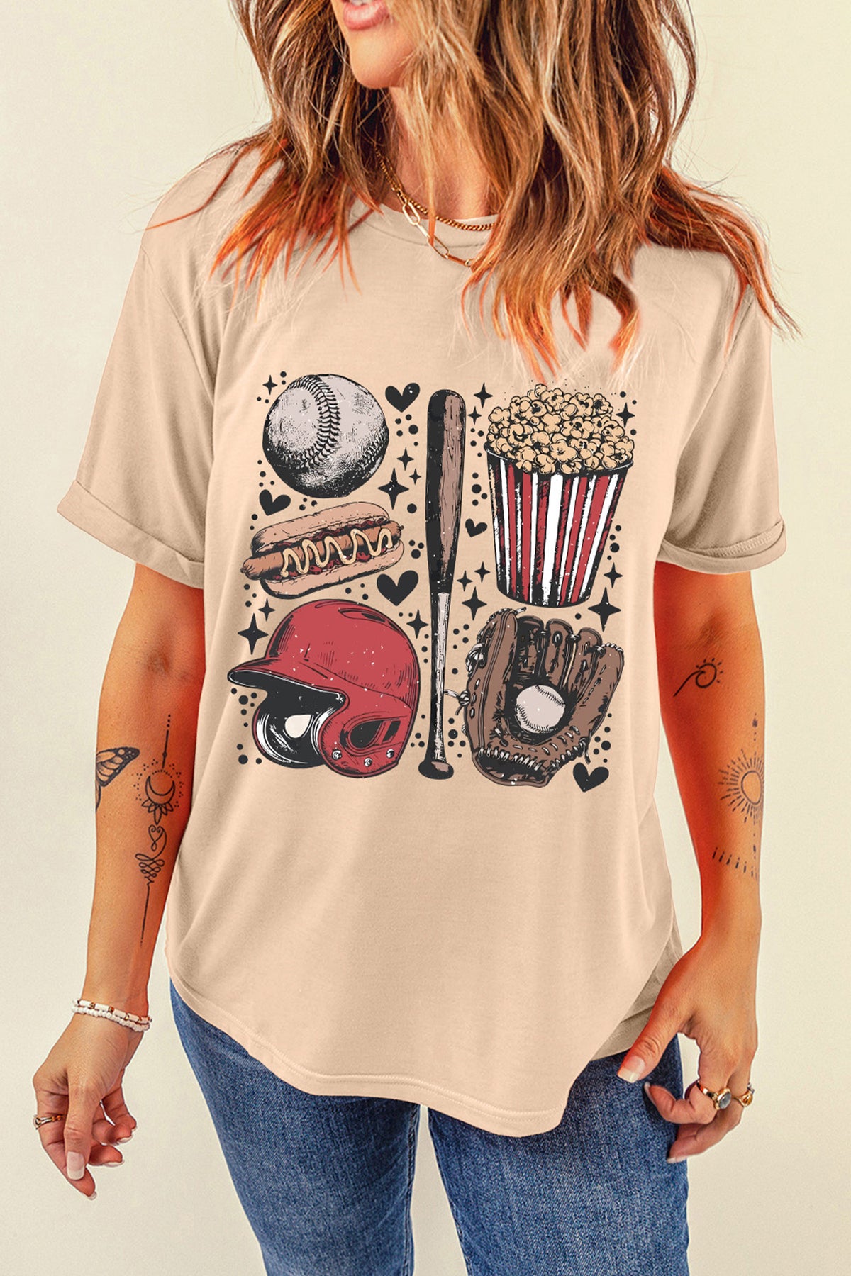 Khaki Retro Baseball Game Day T-Shirt