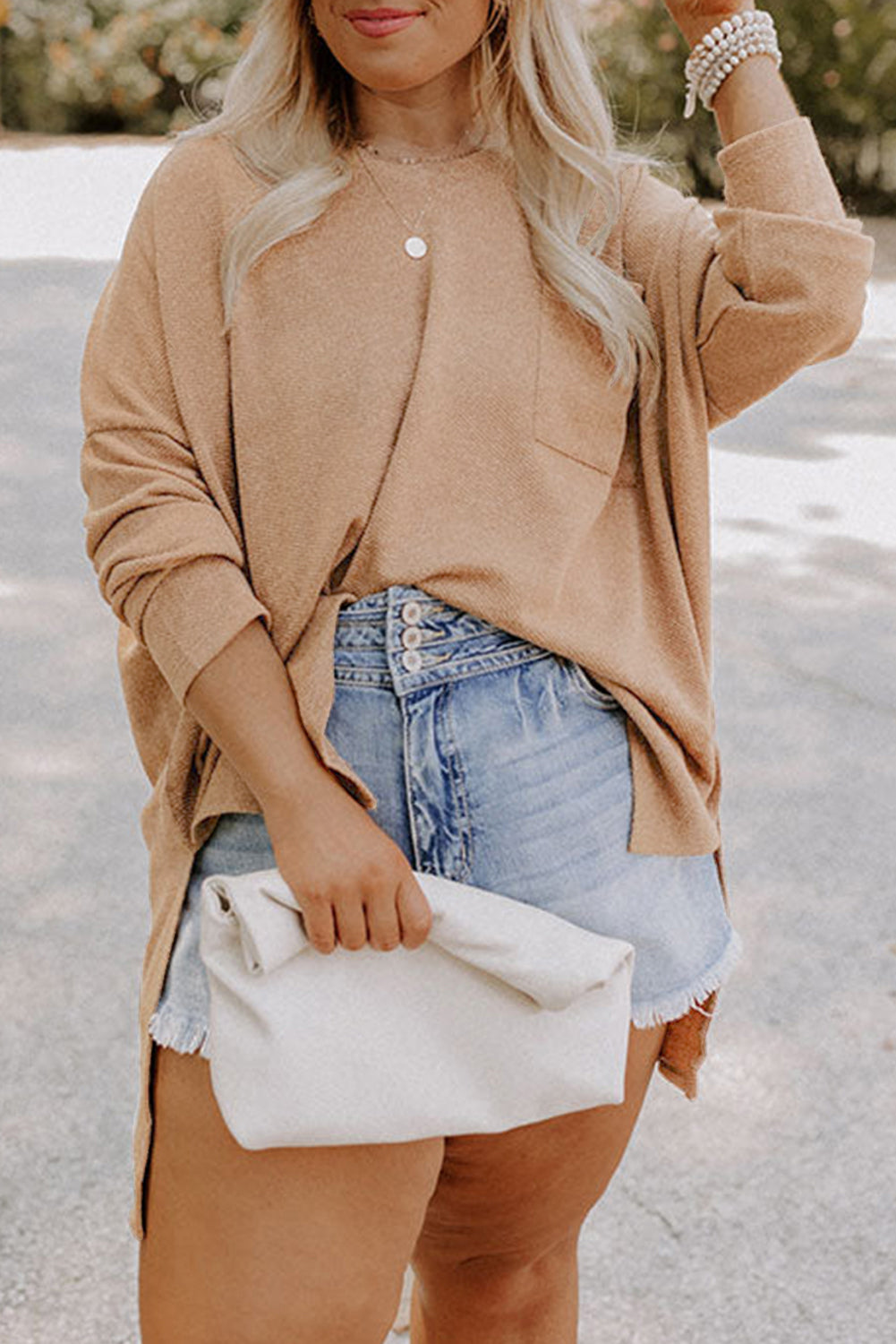 Parchment Plus Size Drop-Shoulder Knit Tunic Top
