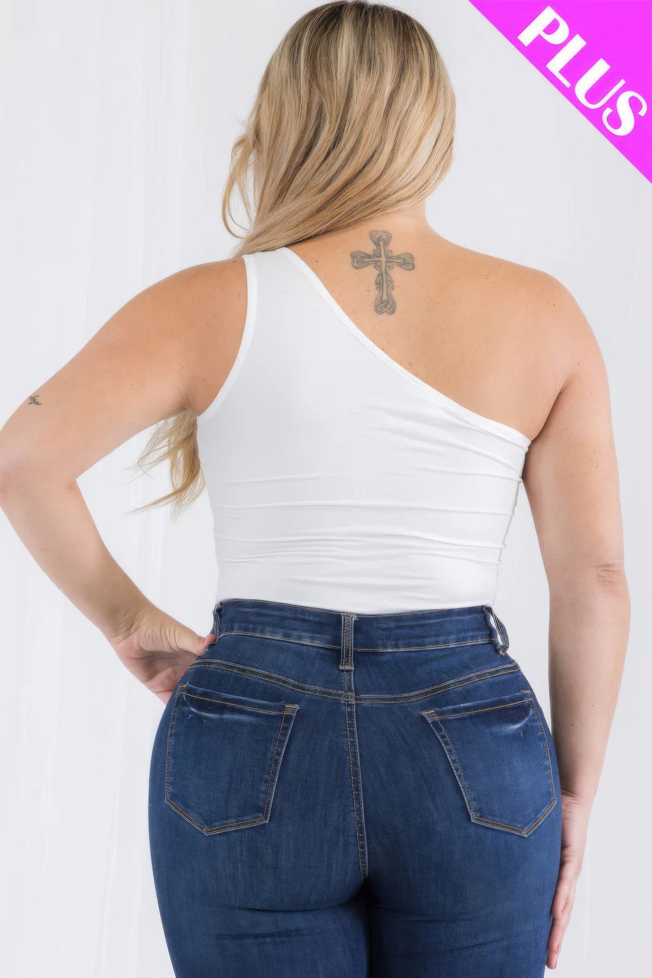 Plus size one shoulder solid casual bodysuit - PLUS SIZE BASICS & ACTIVEWEAR