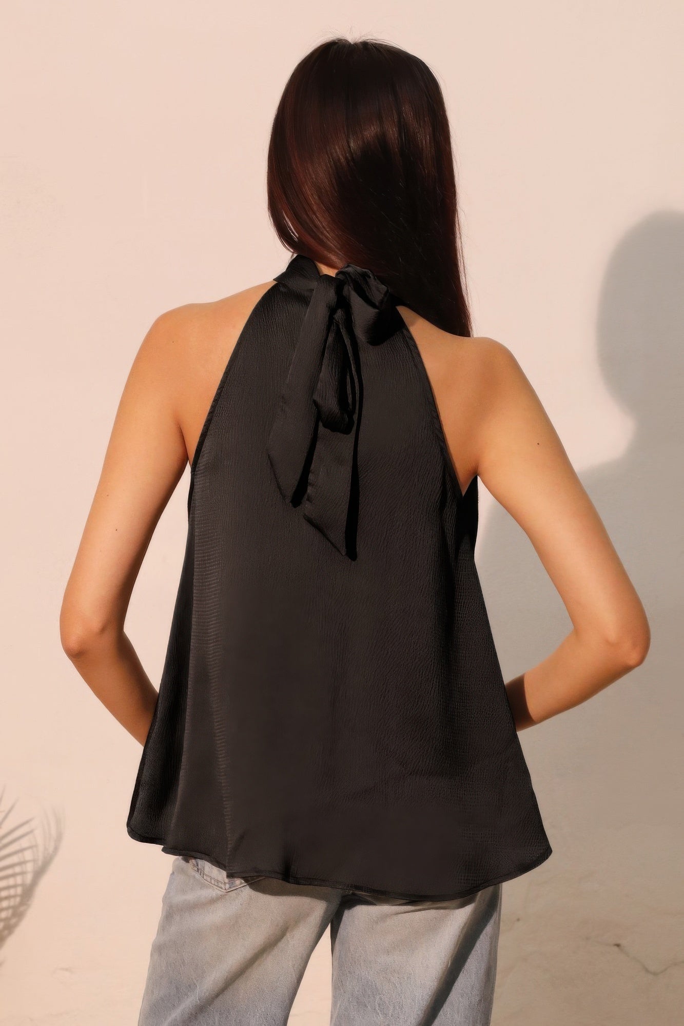 Hammered Satin Halter Bubble Top