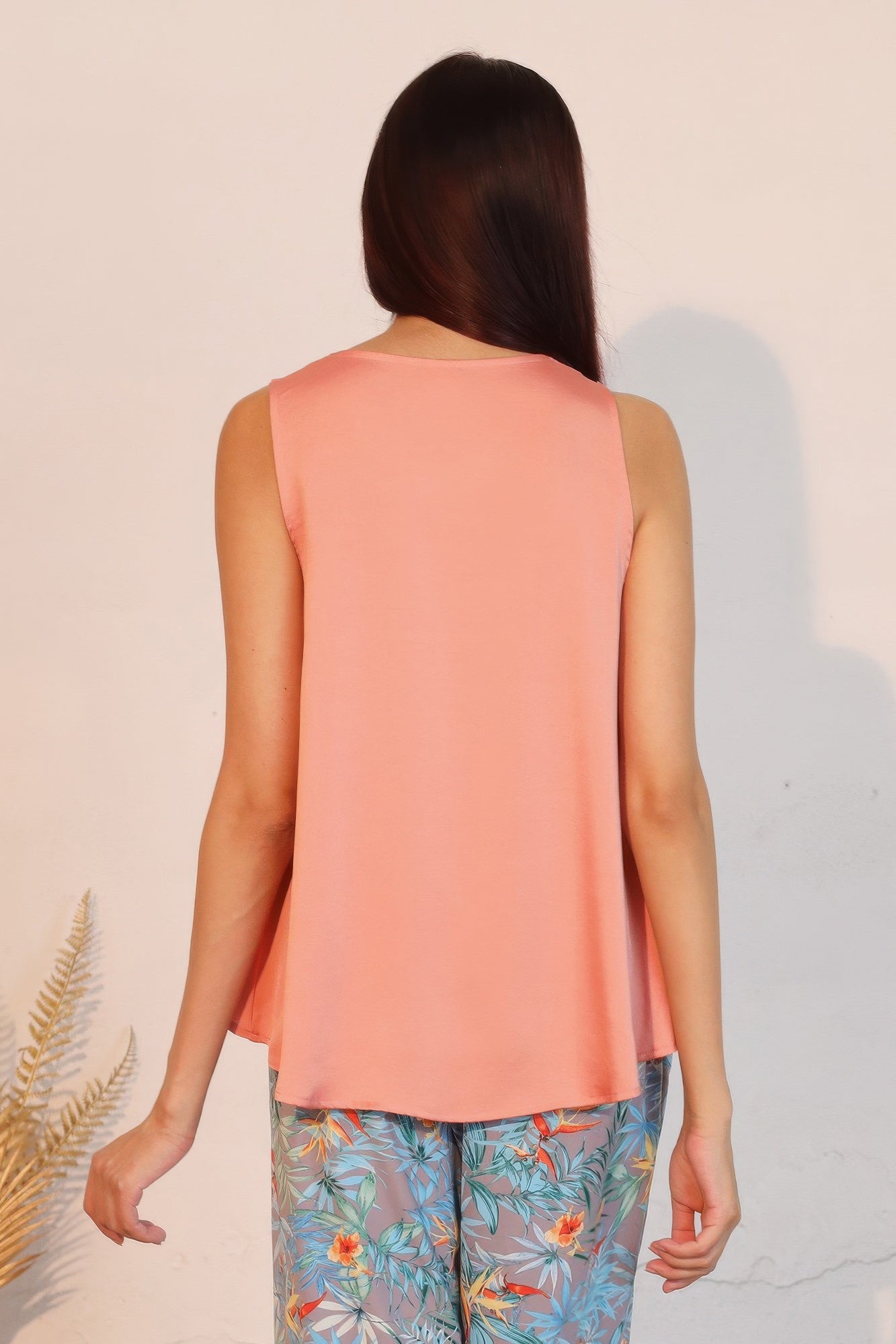 Washed Poly Silk Front Tucked Top