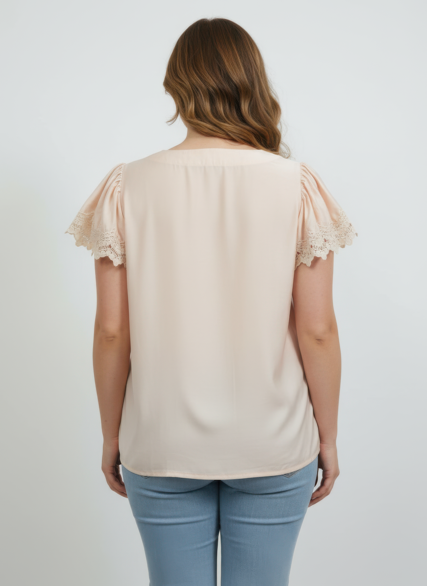 Lace Trim V-neck Short Sleeve Knit Top