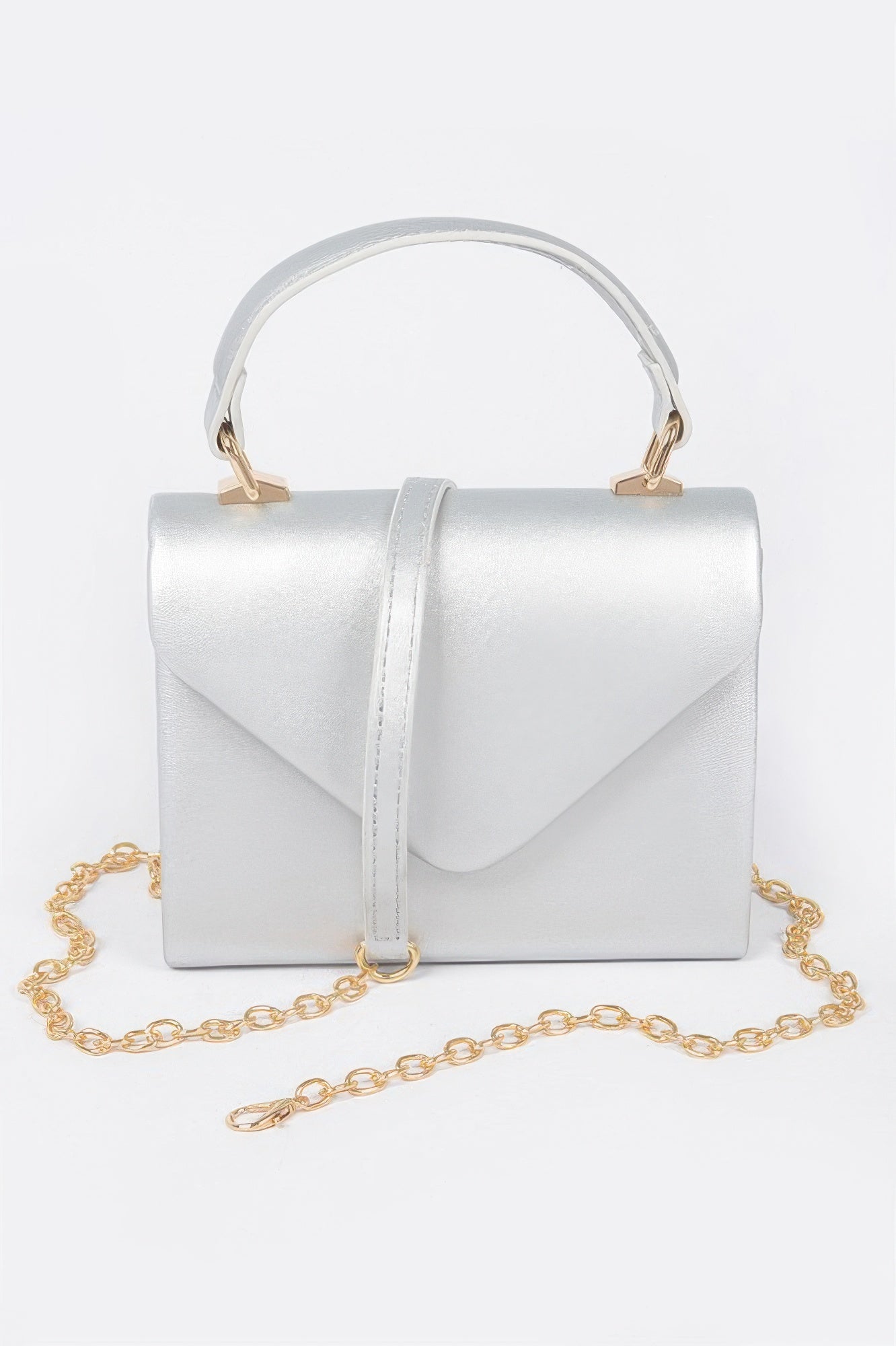 Faux Leather Simple Handle Clutch