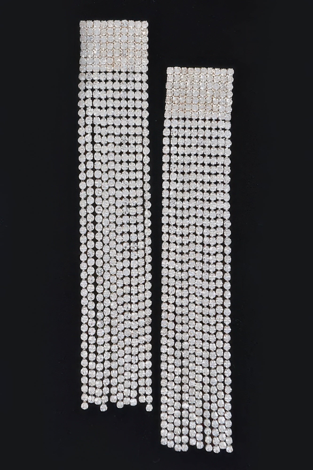 Rhinestone Curtain Drop Earrings
