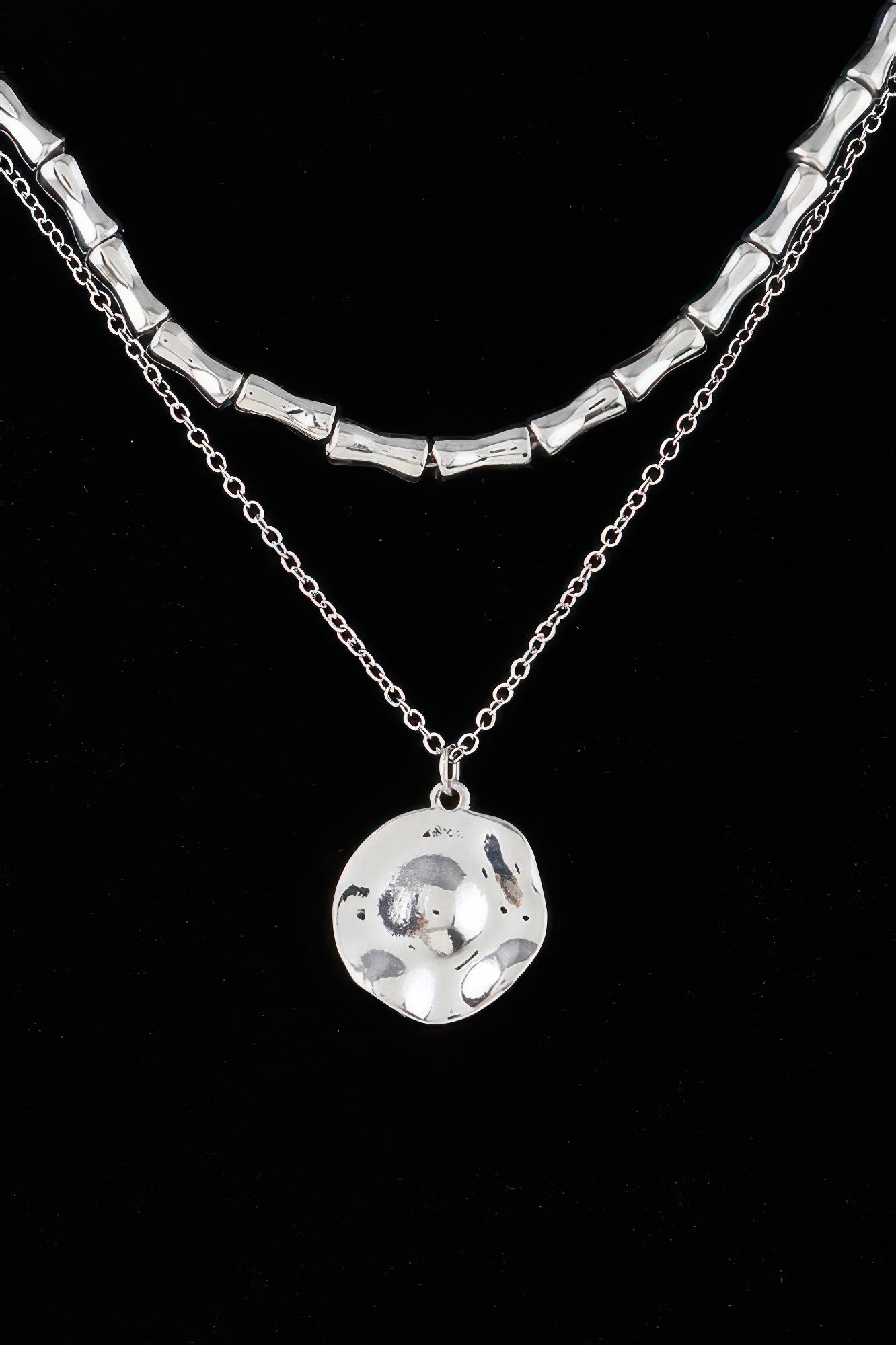 Hammered Plate Chain Necklace