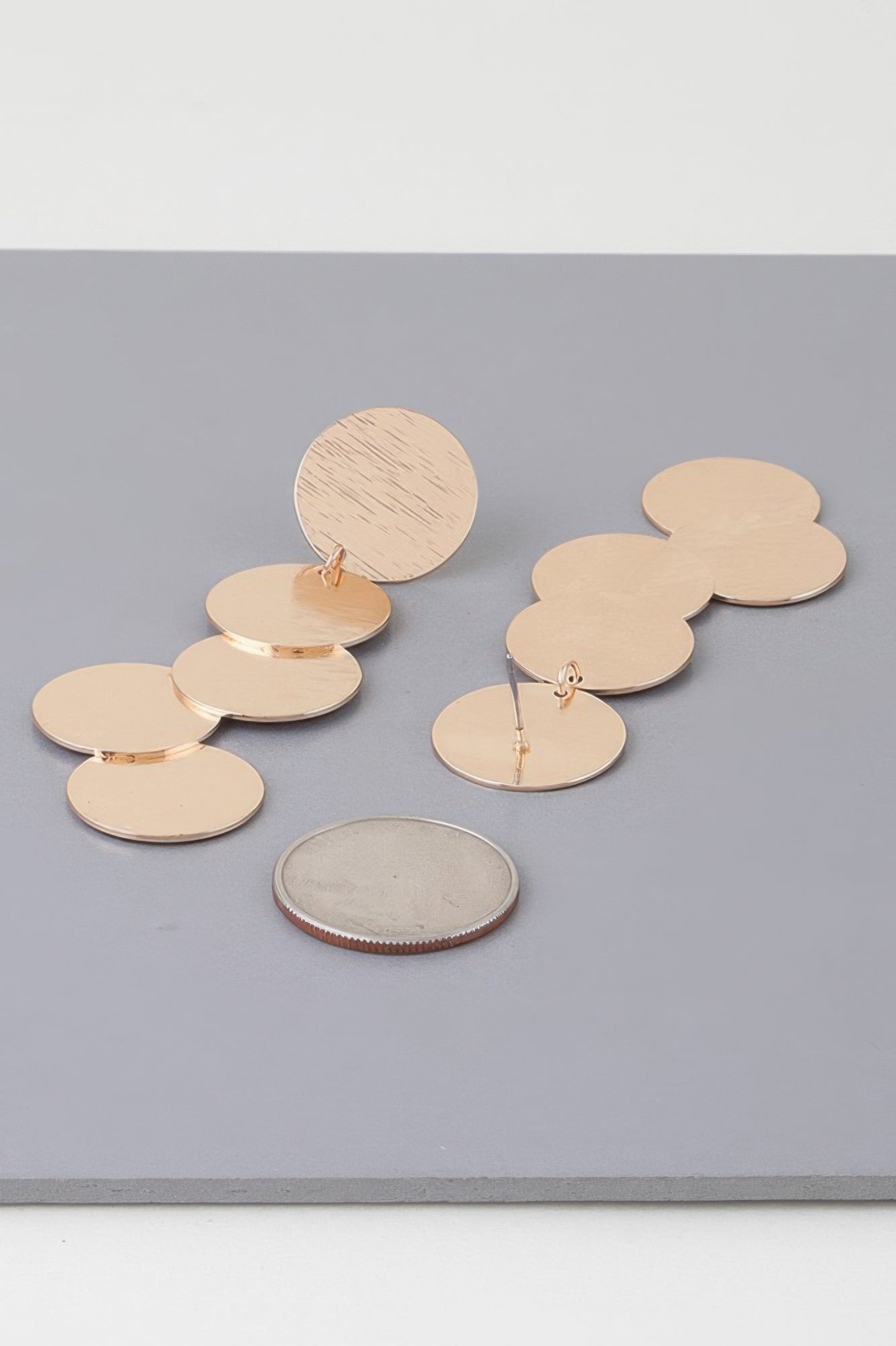 Modern Hammered Disk Drop Earrings