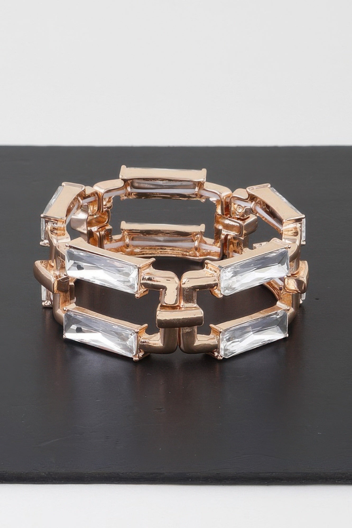 Double Crystal Link Chain Bracelet