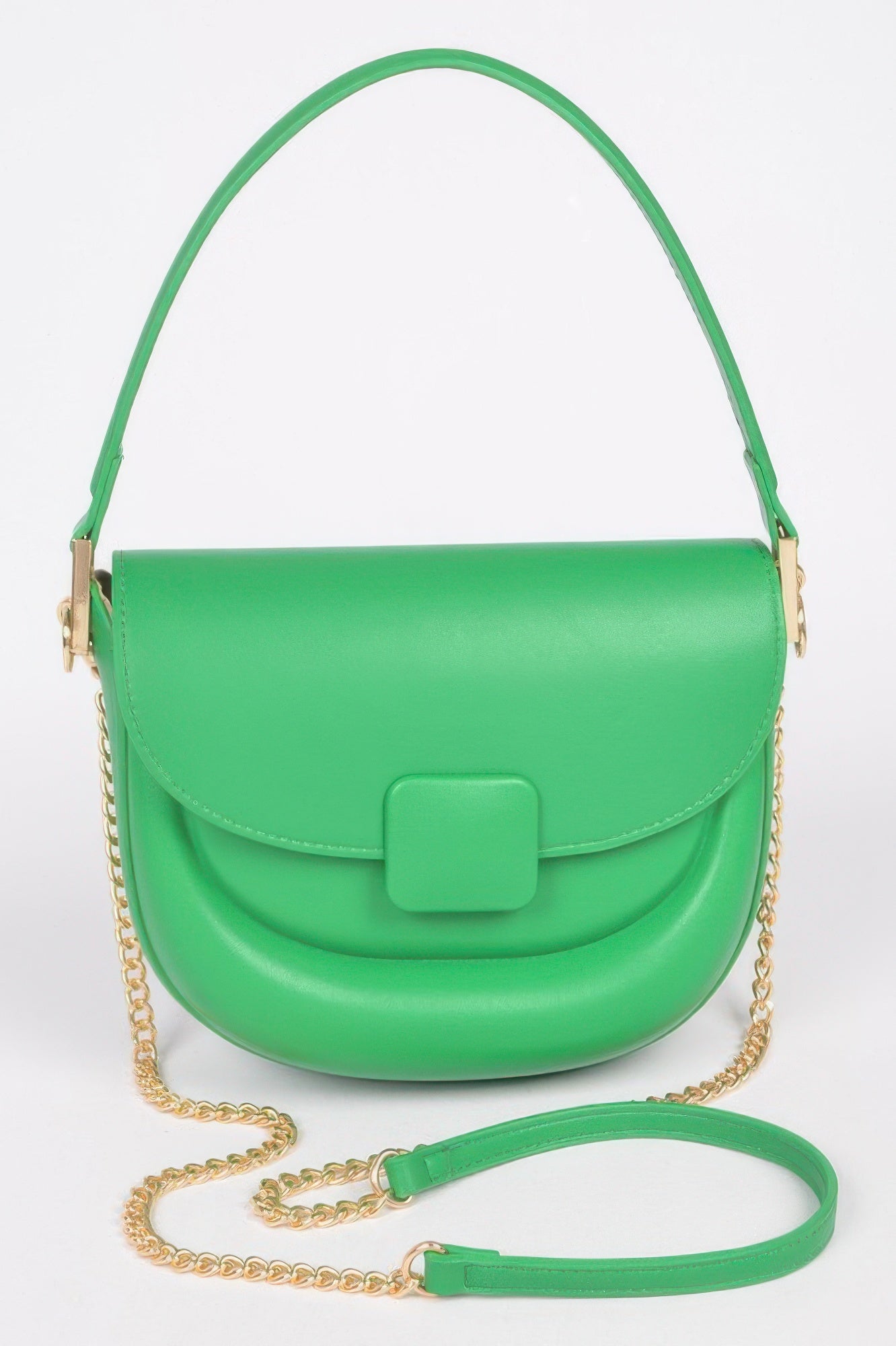 Faux Leather Top Handle Flap Bag