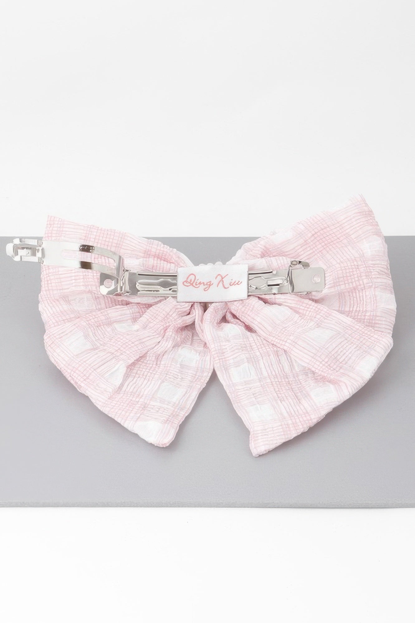 Plaid Pearl Ribbon Hair Clip