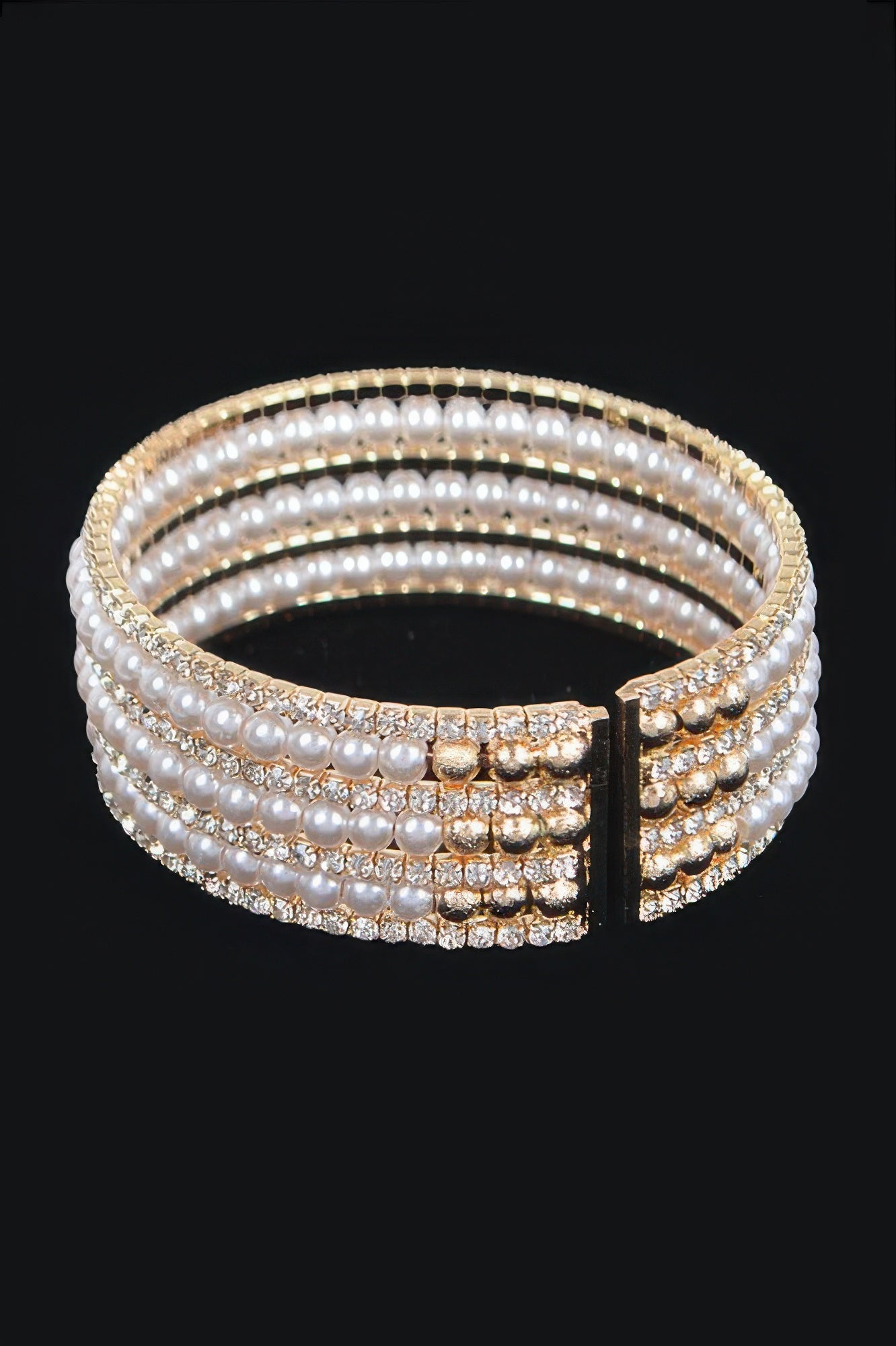 Pearl&stone Wire Bracelet