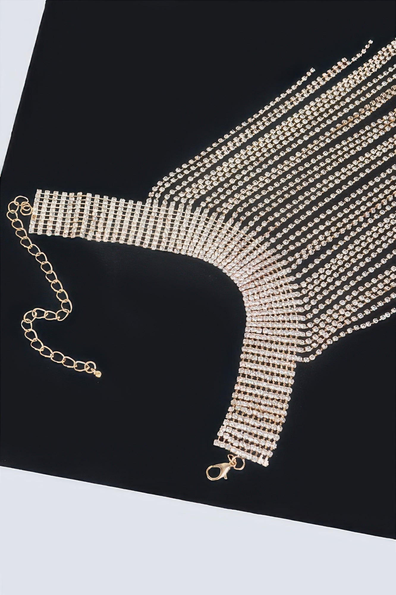 Rhinestone Choker Tassle Necklace