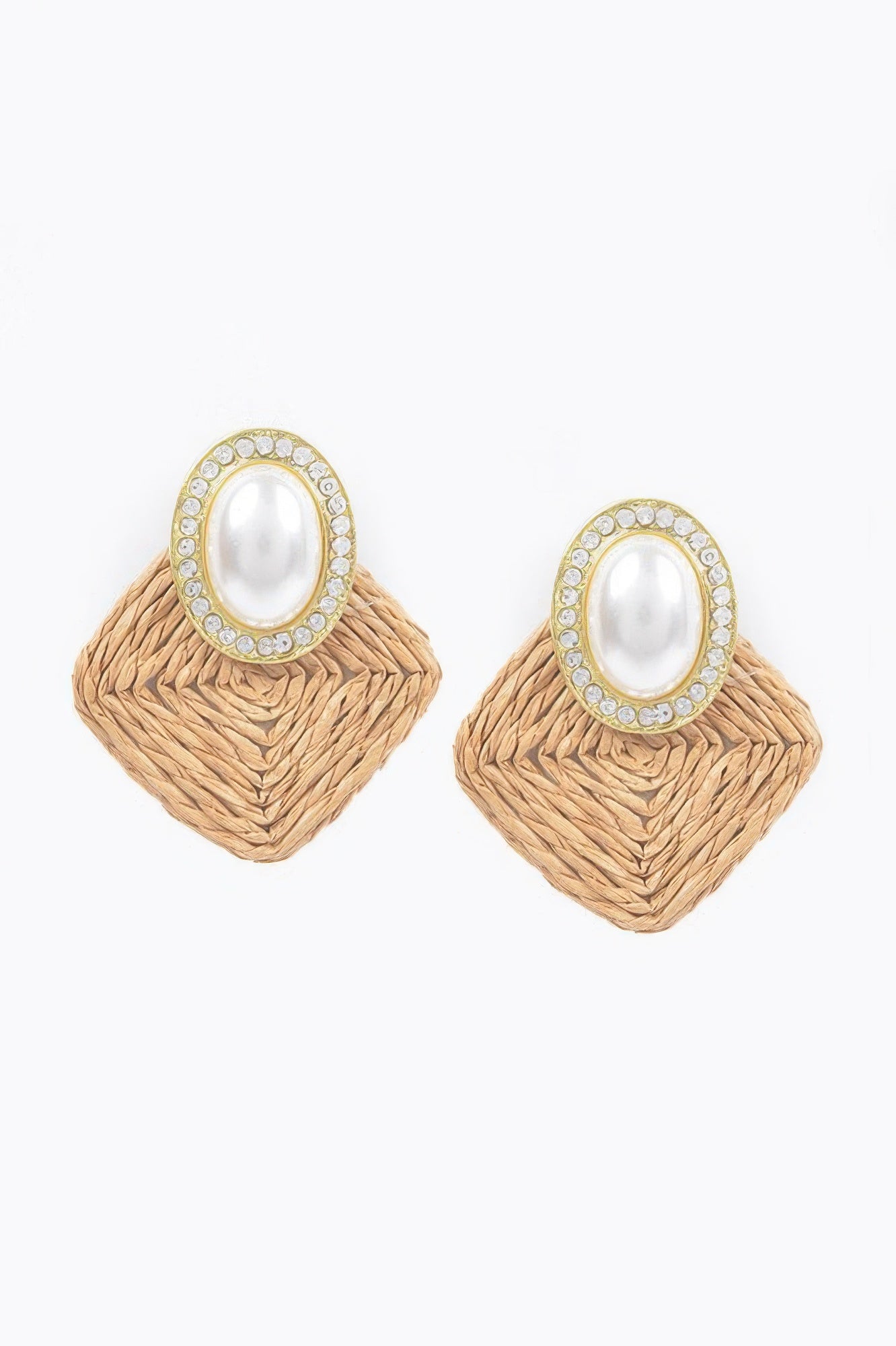 Faux Straw Pearl Earring