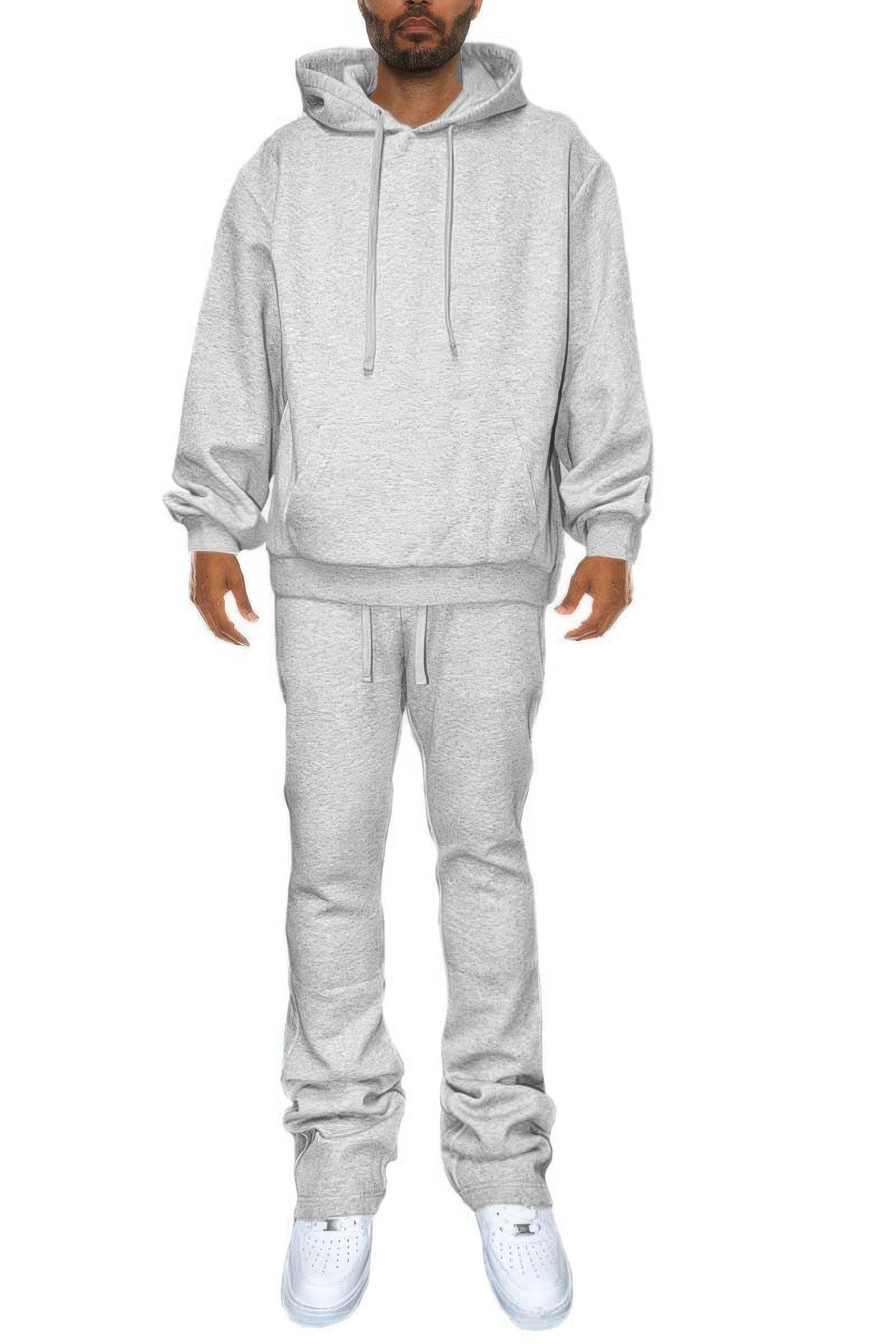 Men's Solid Stacked Flared Track Set - MENS BASIC & ACTIVEWEAR