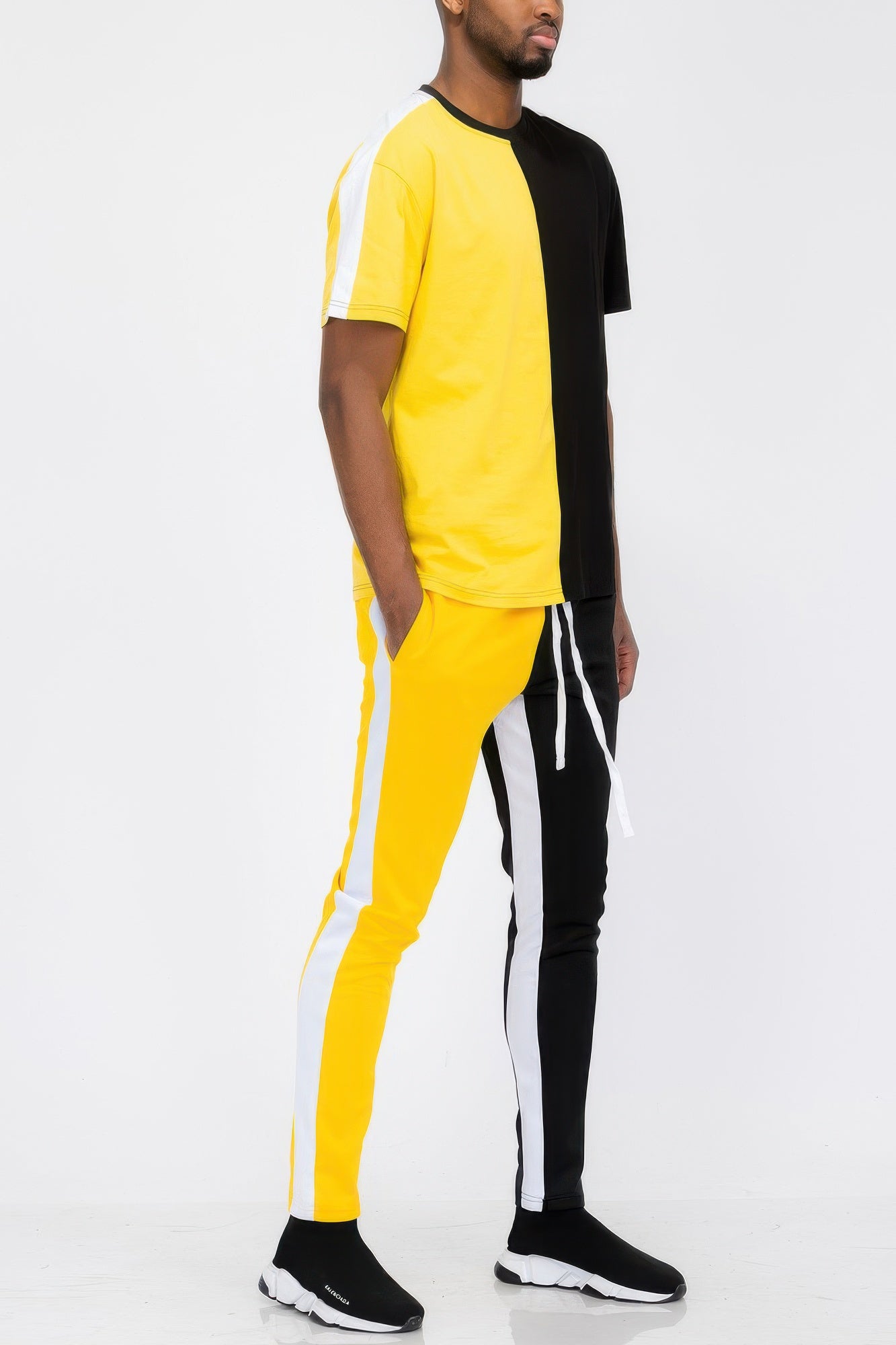 Two Tone Color Block Track Pant Jogger - MENS BASIC & ACTIVEWEAR