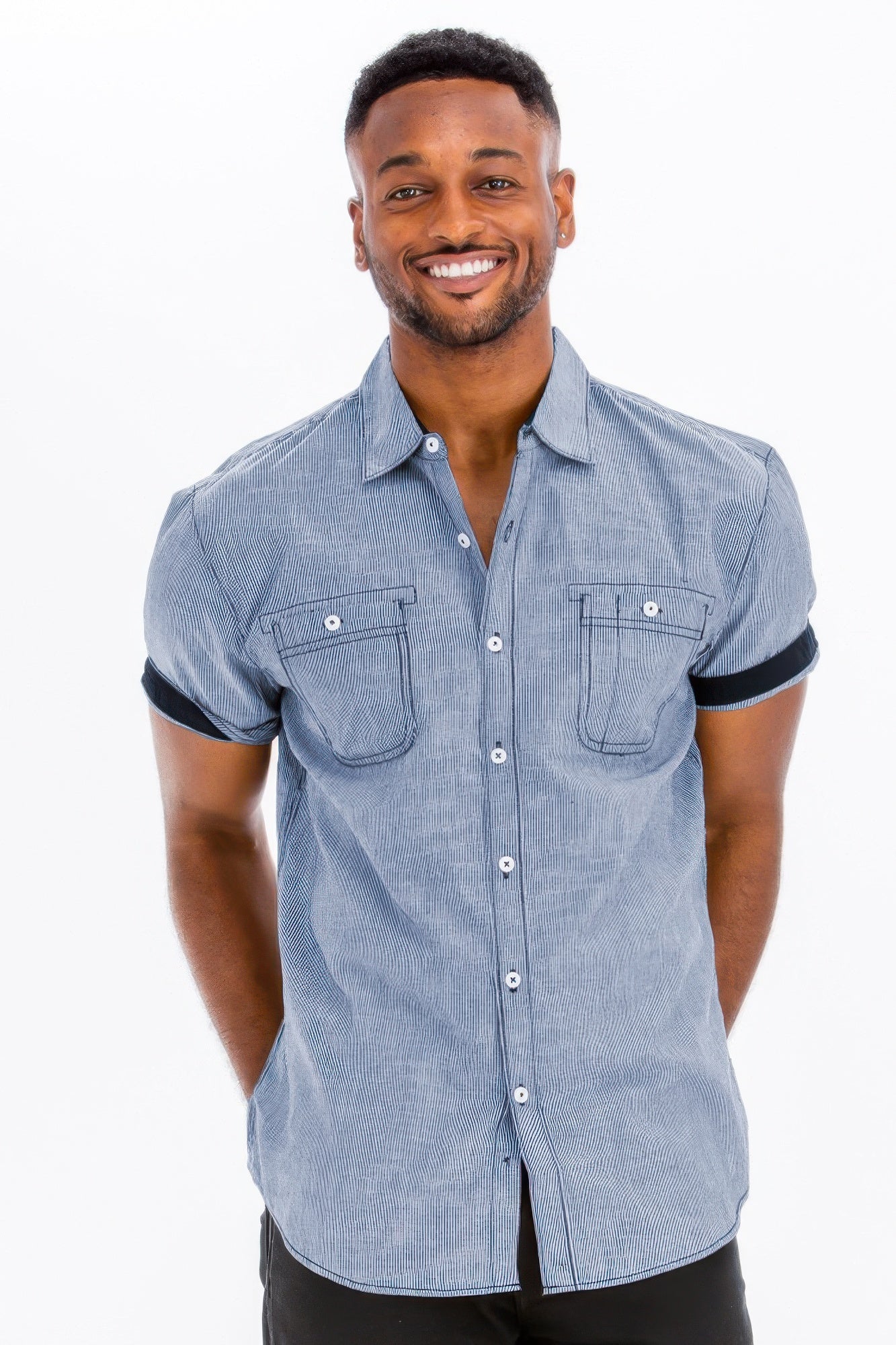 Men's Casual Short Sleeve Solid Shirts - MENS BASIC & ACTIVEWEAR