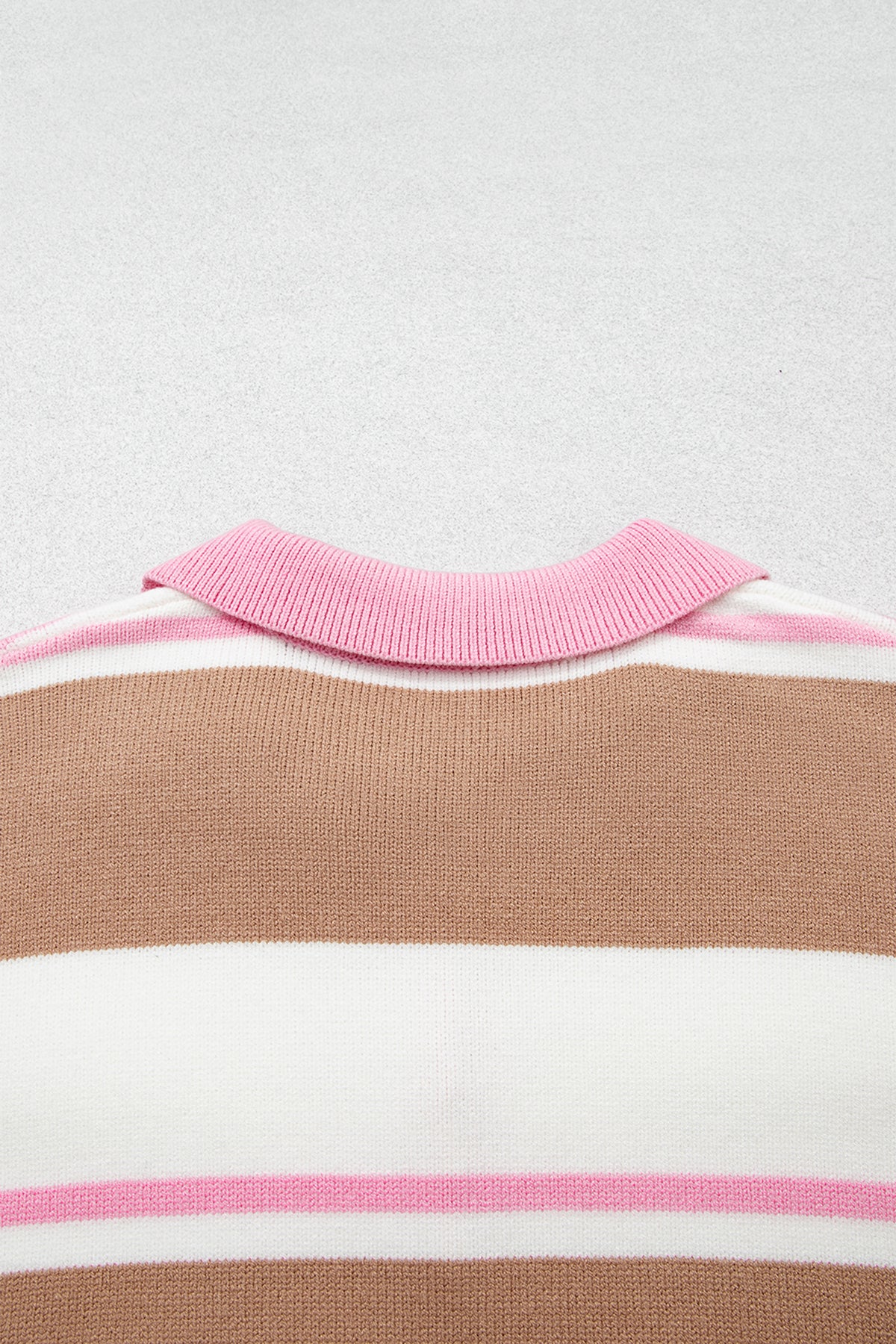 Pink Stripe Striped Color-Block V-Neck Long-Sleeve Tunic Sweater