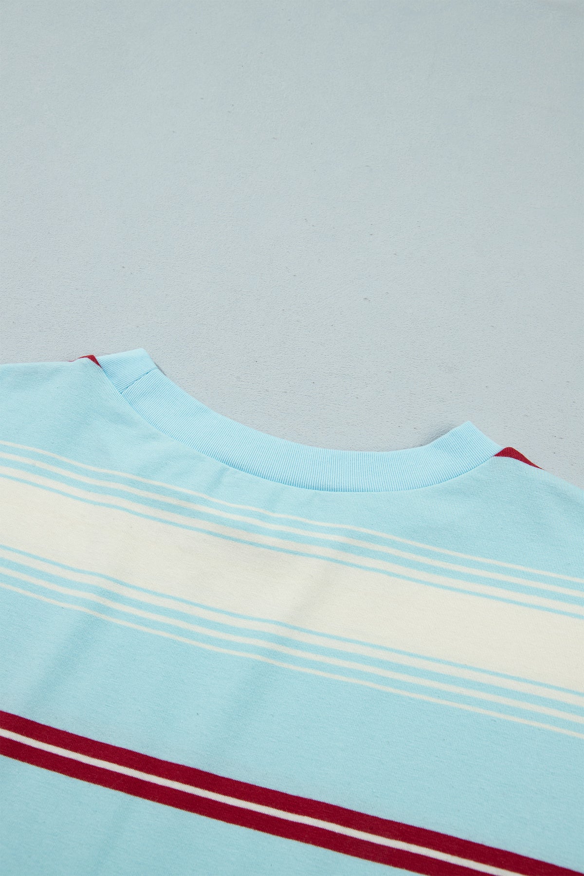 Sky Blue Stripe Striped Patchwork Pullover Top