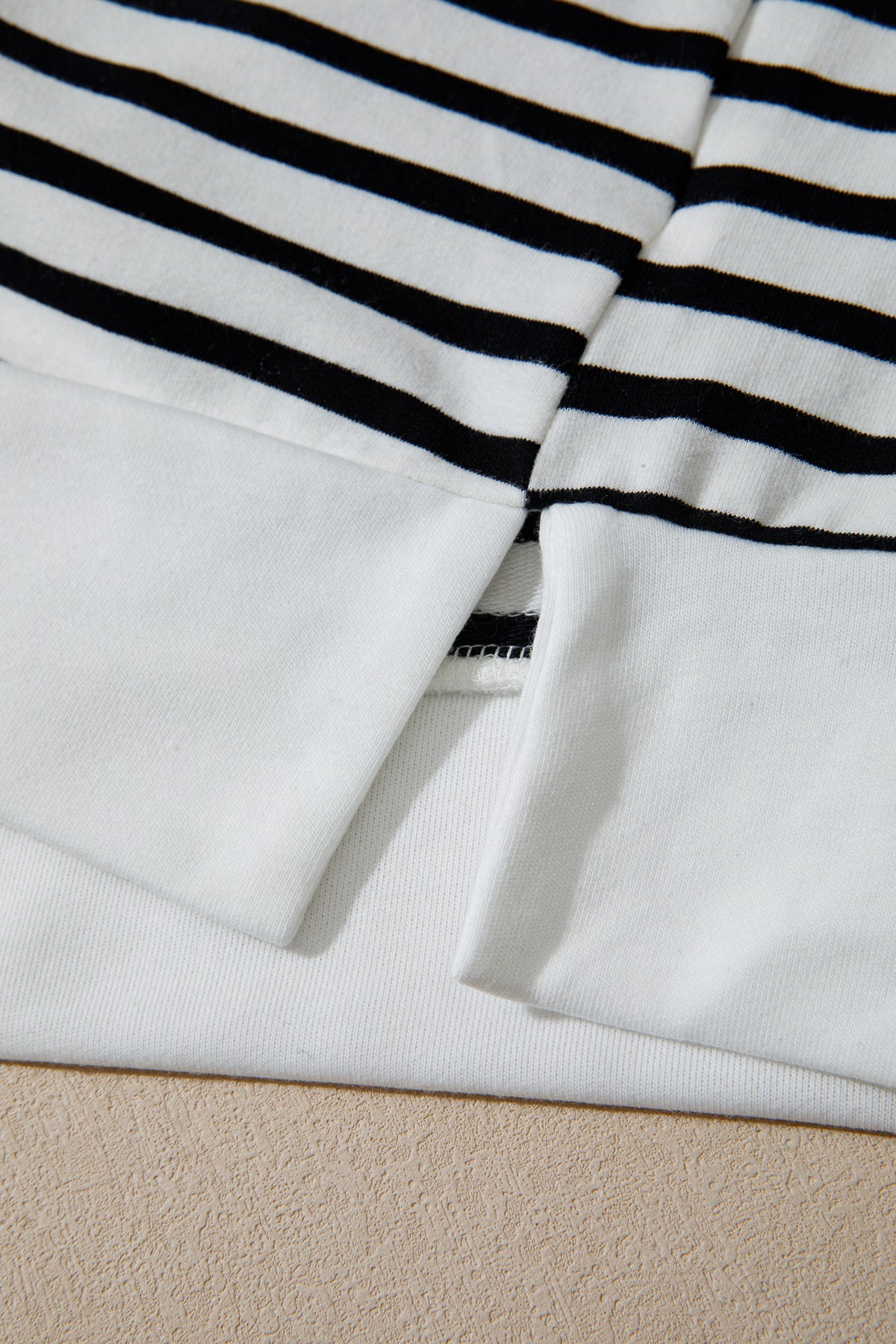 White Stripe Striped Color-Block V-Neck Long-Sleeve Shift Plus Size Blouse