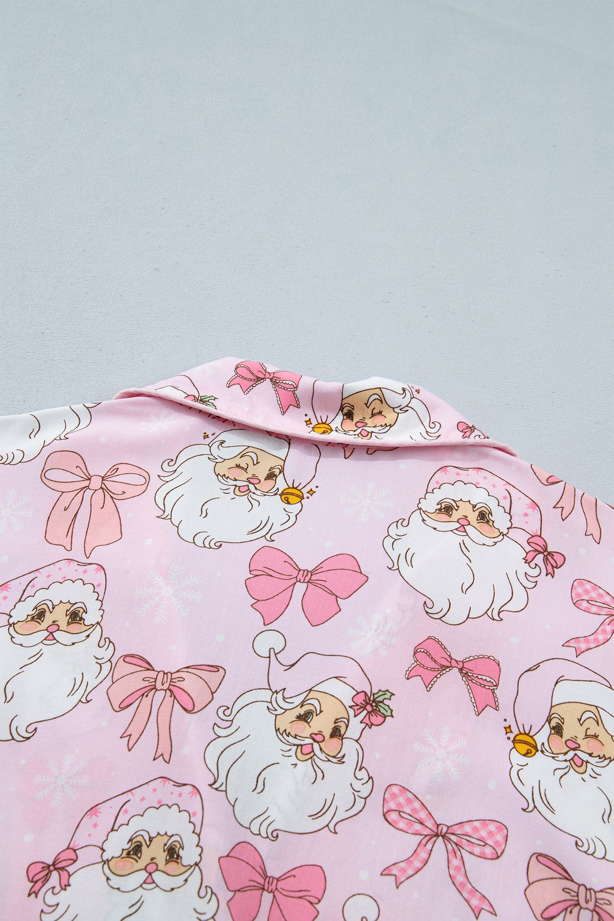 Pink Abstract Santa Print Long Sleeve Full-Length Lounge Set
