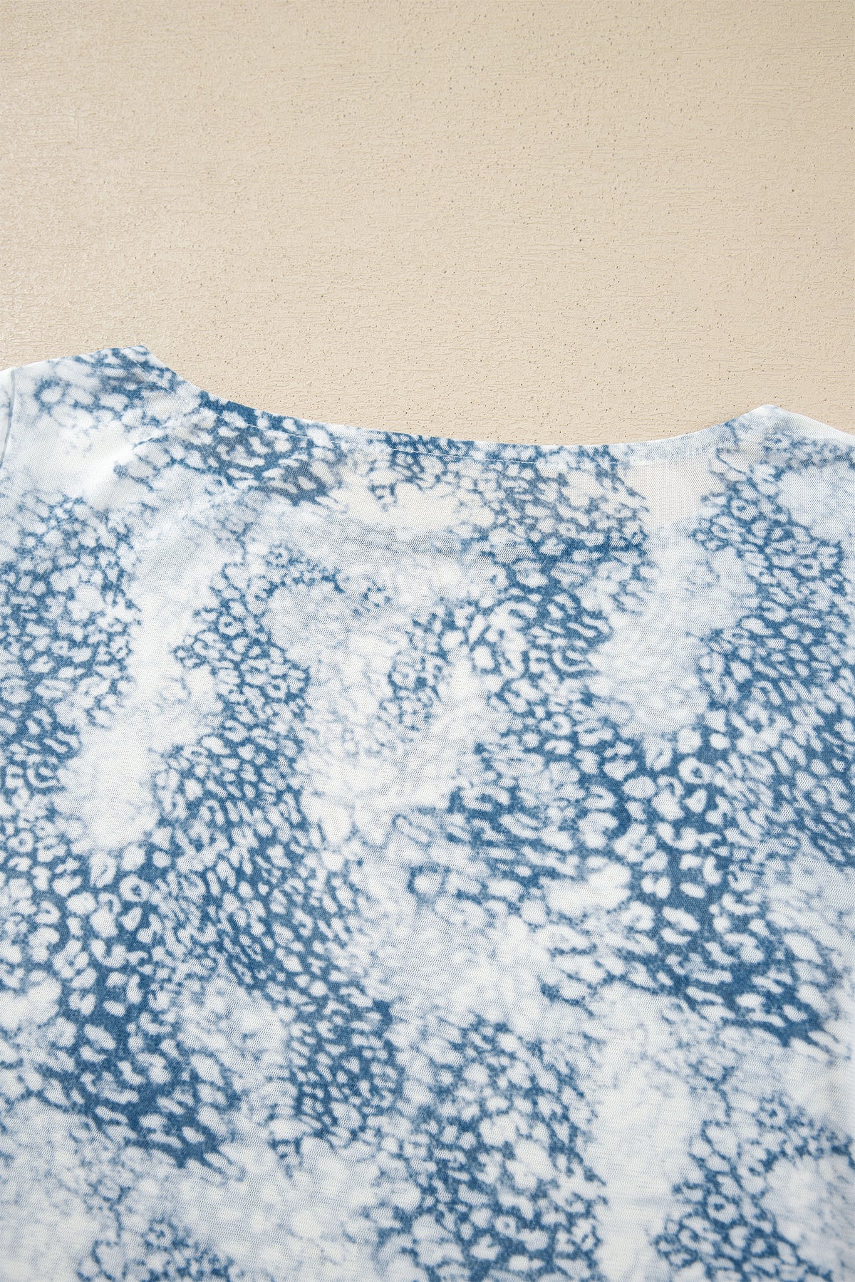 Sky Blue Leopard Print Round Neck Sheath Top