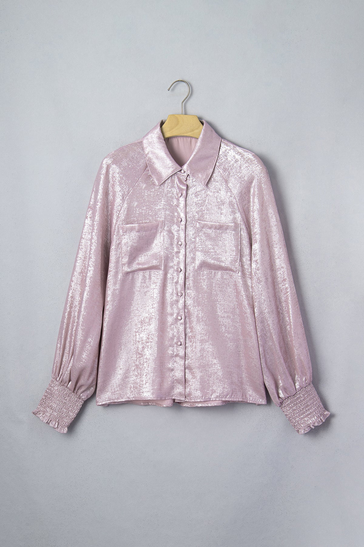 Delicacy Button Front Ruffle Cuffs Back Paneling Shirt