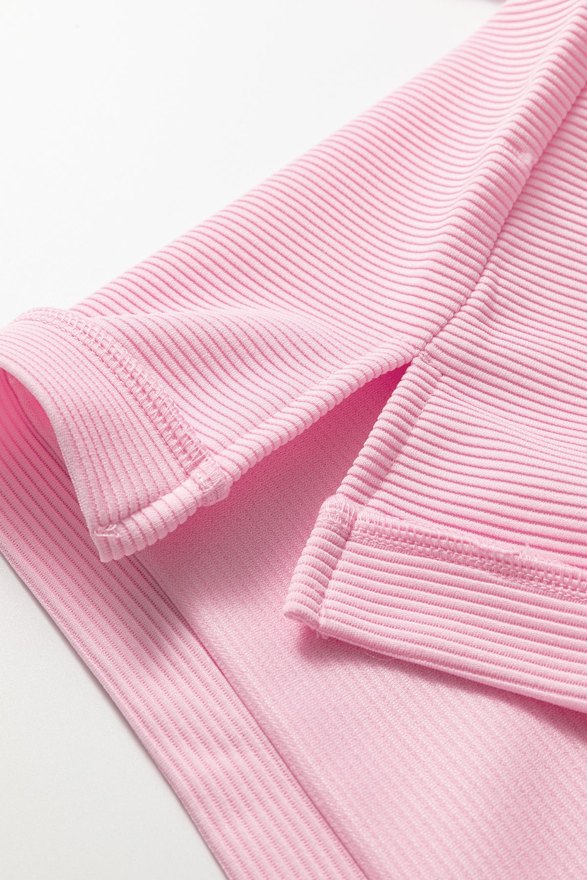 Pink Drop-Shoulder Long-Sleeve Plus Size Ribbed Top