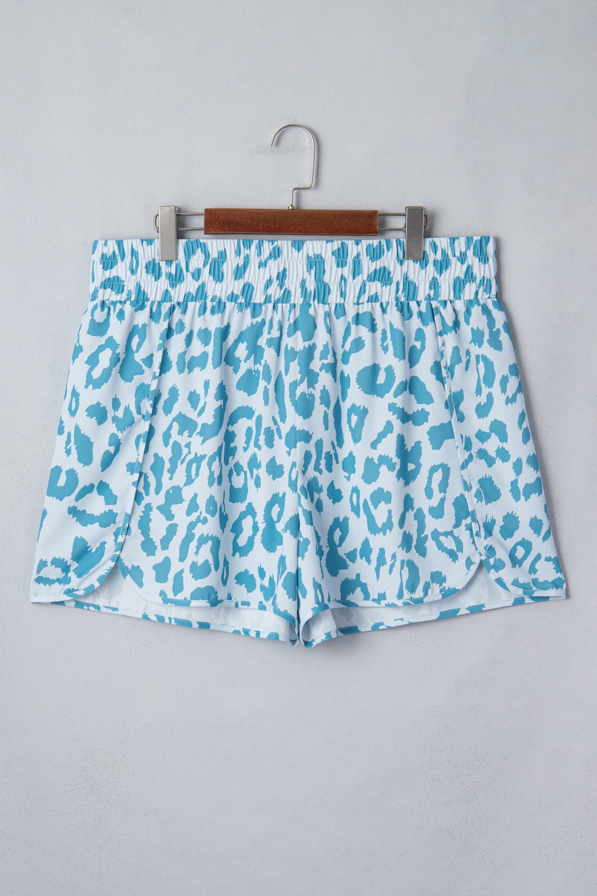 Beau Blue Plus Size Leopard Elastic-Waist Athletic Shorts